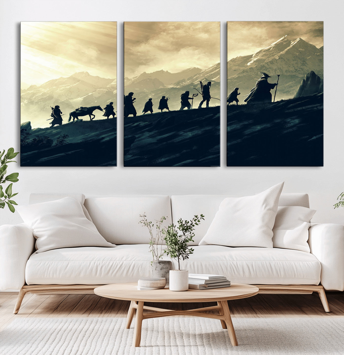 41574-MGV-CV-36X24-Fellowship Journey Wall Art – Epic Fantasy Adventure Canvas Print, Mountain Landscape Decor for Living Room, Office or Man Cave