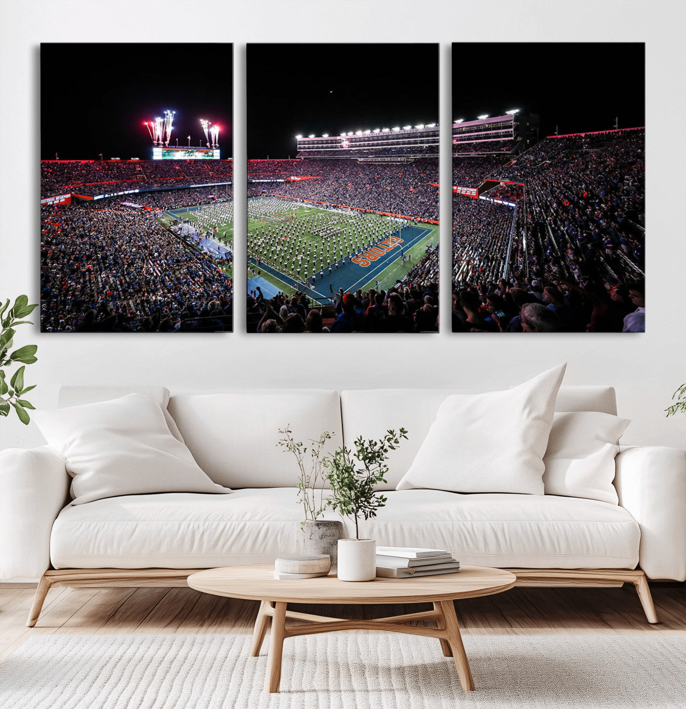 46899-MGV-CV-60X30-3P-Ben Hill Griffin Stadium Wall Art Canvas Print, Framed Football Stadium Art Picture Print, Florida Football Stadium Perfect Sport