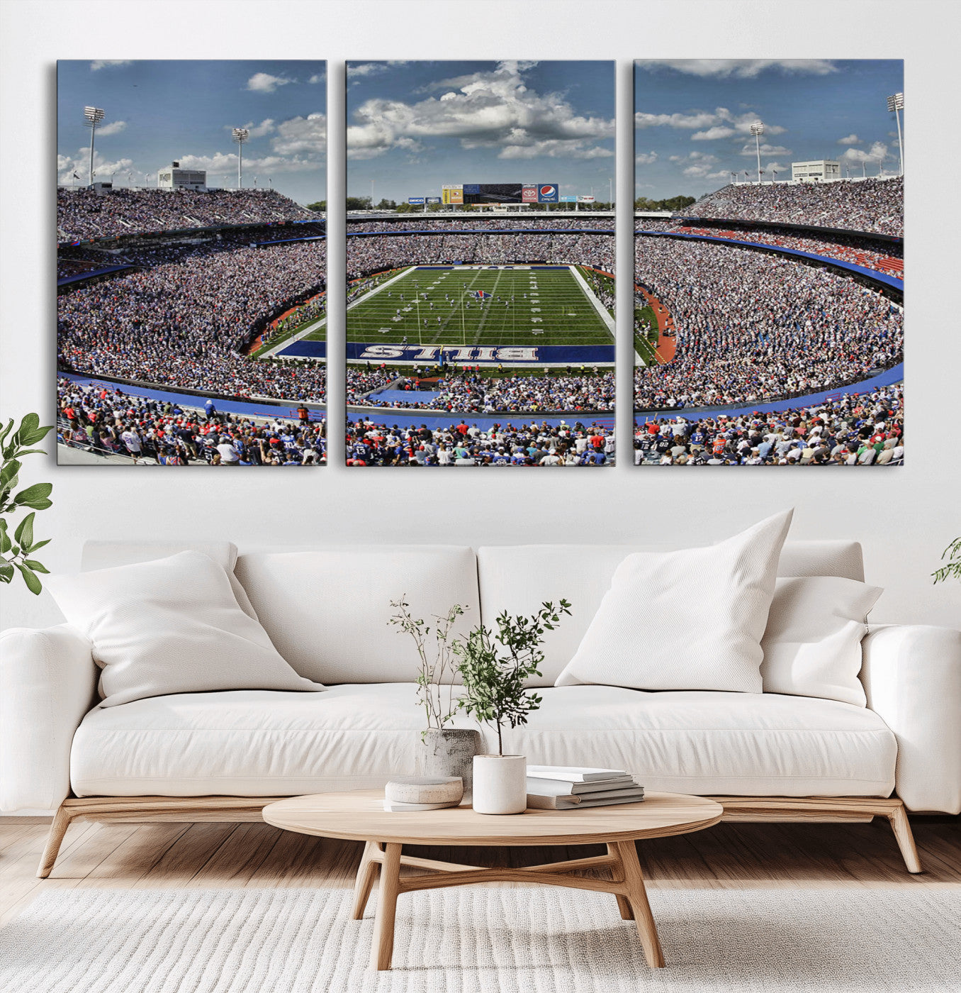 76491-MGV-CV-60X30-3P-Buffalo Bills Stadium Wall Art Canvas Print, Framed Bills Stadium Art Picture Print, Highmark Stadium Perfect Sport Room Decor