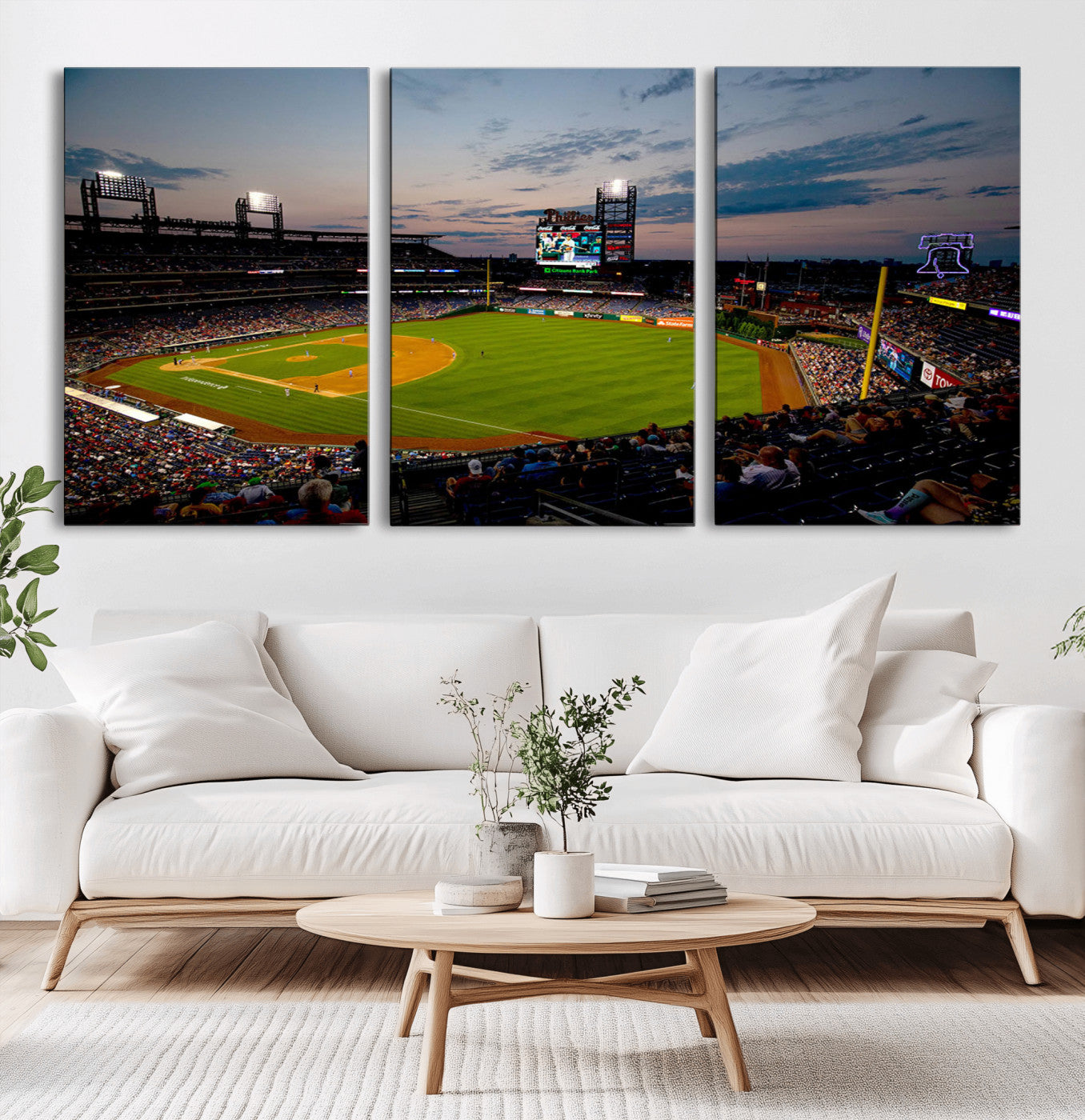 17415-MGV-CV-60X30-3P-Philadelphia Phillies Stadium Wall Art Canvas Print, Framed Citizens Bank Park Art Picture Print, Phillies Stadium Field Perfect