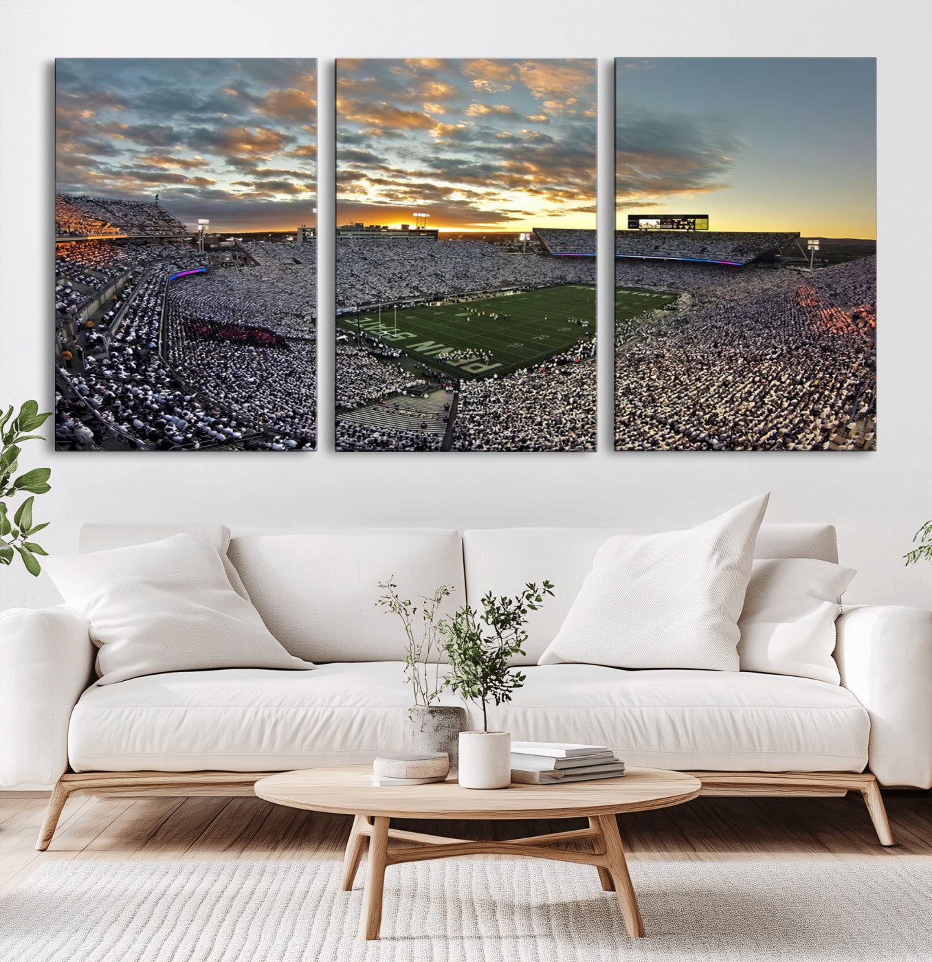 38807-MGV-CV-36X24-Beaver Stadium Wall Art Canvas Print, Framed Beaver Stadium Field Art Picture Print, Football Stadium Perfect Sport Room Decor