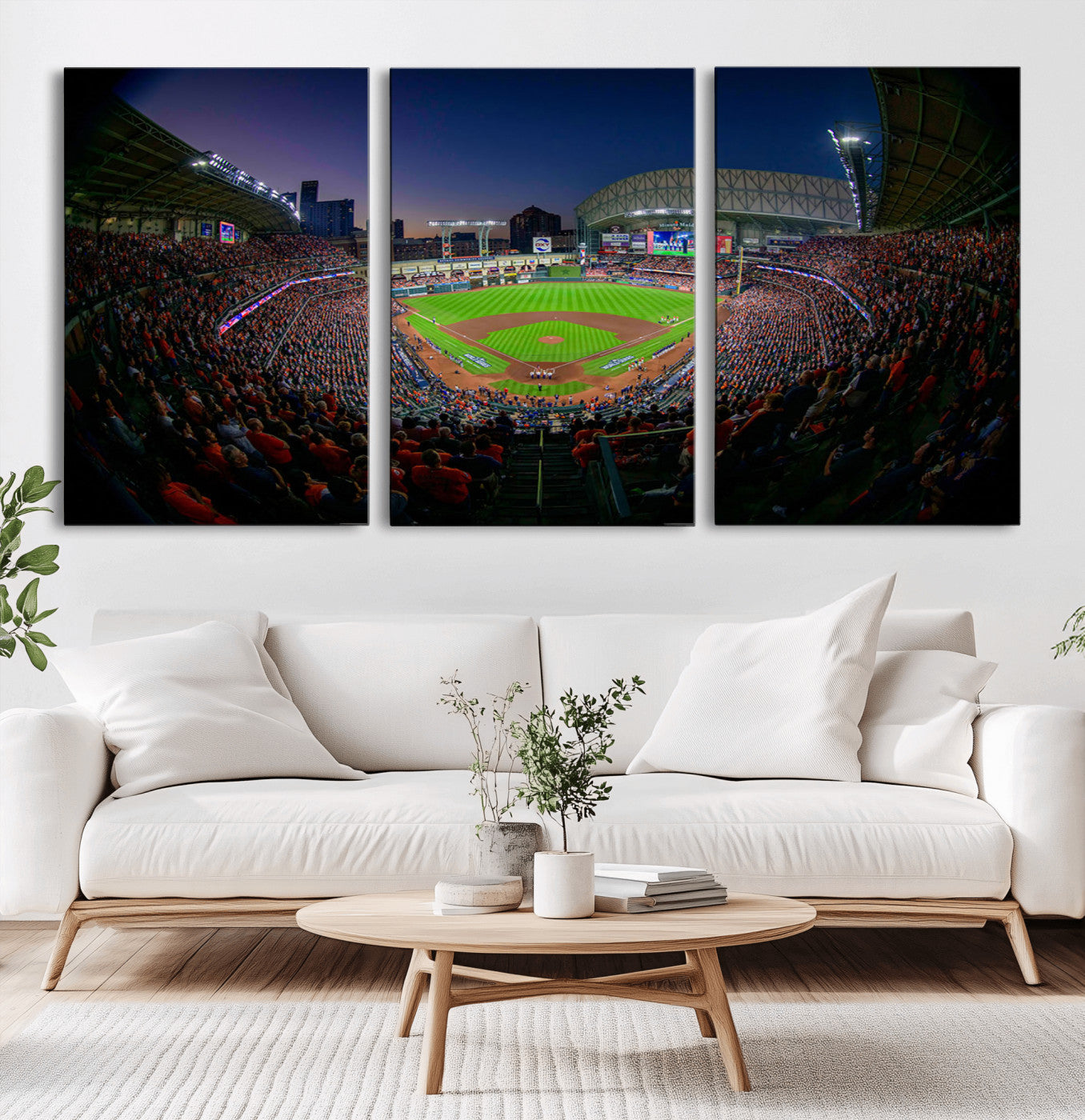 44322-MGV-CV-60X30-3P-Minute Maid Park Wall Art Canvas Print, Framed Houston Astros Stadium Art Picture Print, Houston Astros Field Perfect Sports Room