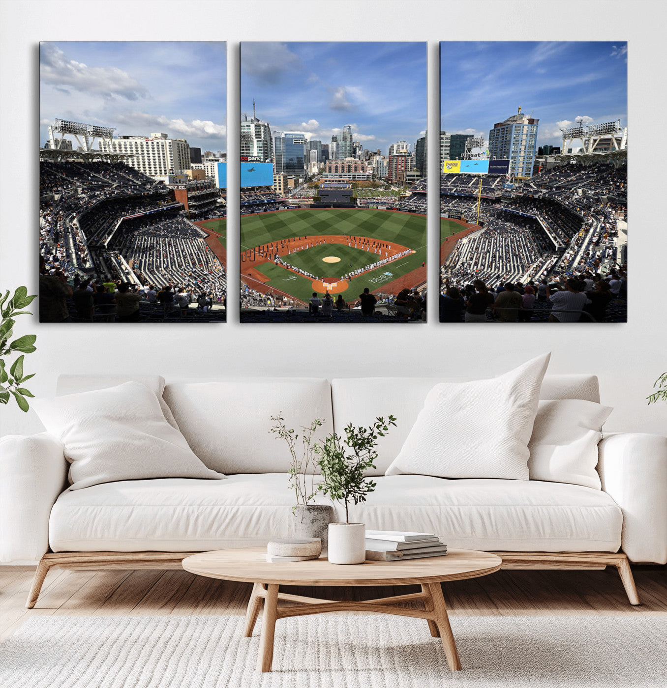 87122-MGV-CV-60X30-3P-Petco Park Field Wall Art Canvas Print, Framed San Diego Stadium Art Picture Print, Petco Park Stadium Perfect Sport Room Decor