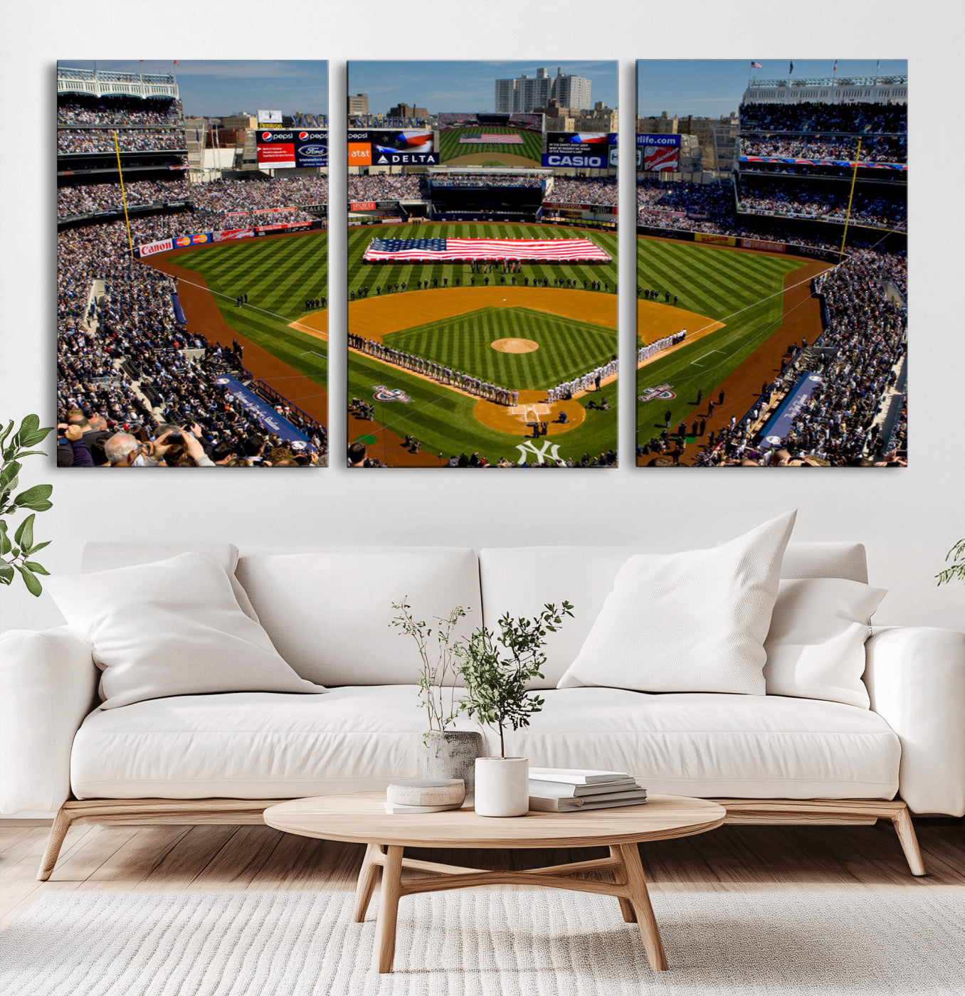 20879-MGV-CV-36X24-Yankee Stadium Wall Art Canvas Print, Framed New York Stadium Art Picture Print, Yankee Field Perfect Sport Room Decor Artwork