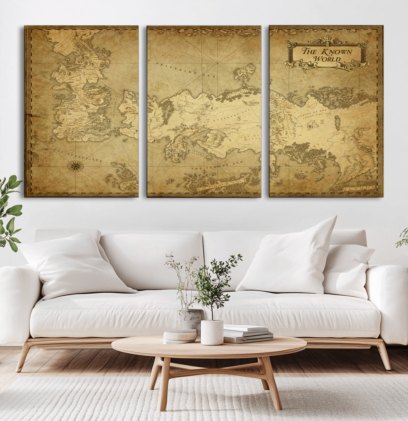 84658-MGV-CV-36X24-Vintage Fantasy Map Wall Art – Antique World Map Canvas Print, Medieval Style Old Atlas Artwork for Office, Study, Living Room, or