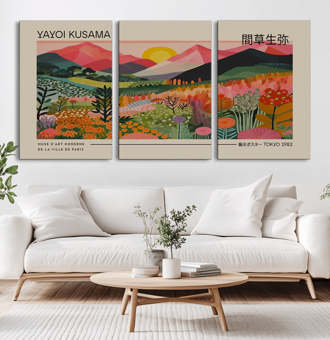 39485-MGV-CV-36X24-Floral Mountain Sunrise Wall Art – Panoramic Botanical Landscape Canvas Print, Colorful Nature Scene for Living Room, Bedroom,