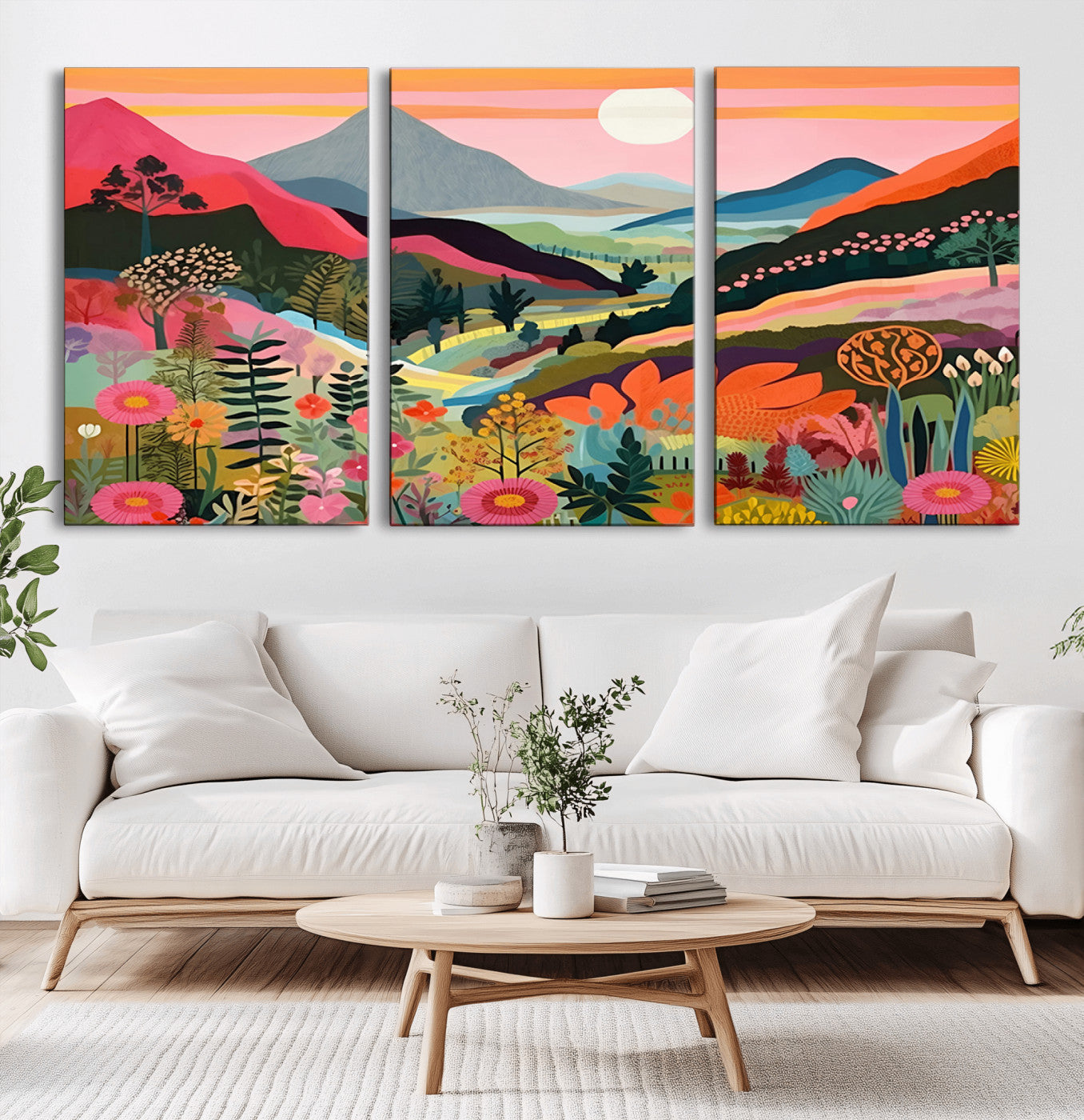 61376-MGV-CV-36X24-Floral Valley Wall Art – Panoramic Mountain Landscape Canvas Print, Vibrant Nature Decor for Living Room, Office, or Bedroom