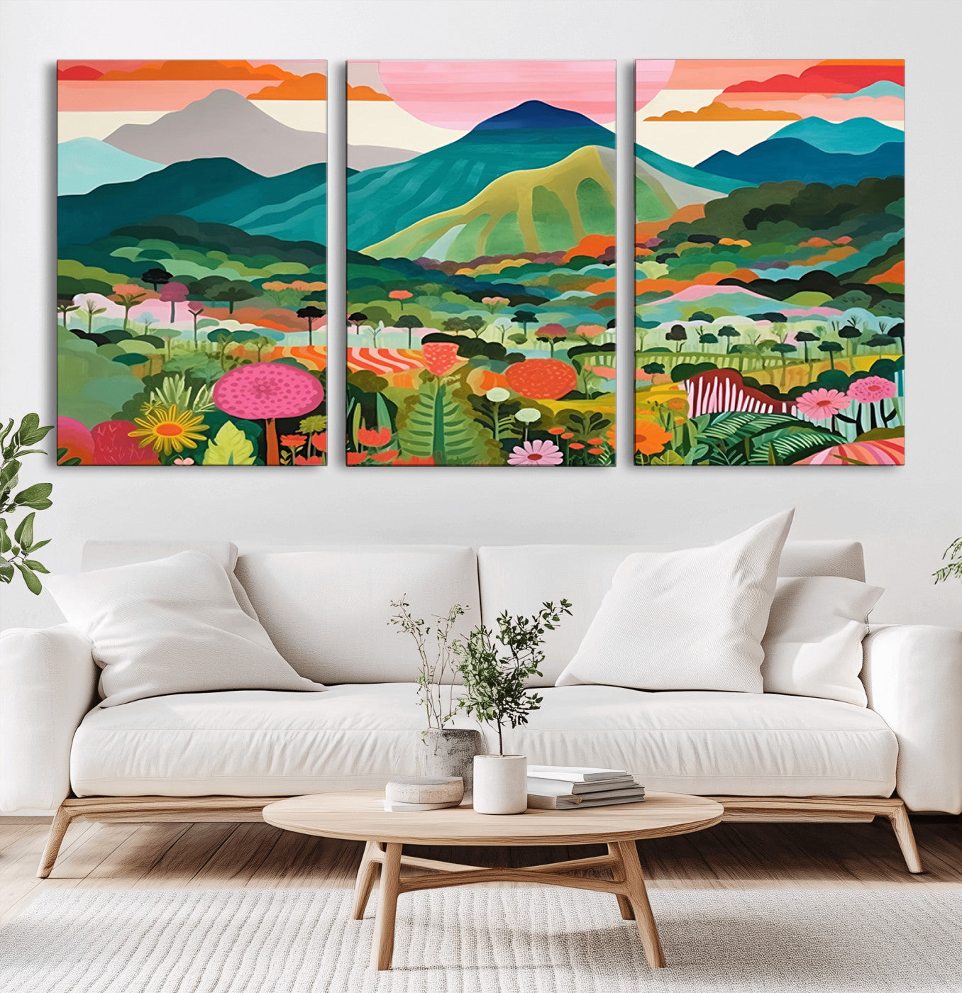 60845-MGV-CV-36X24-Tropical Mountain Landscape Wall Art – Colorful Botanical Nature Canvas Print, Vibrant Jungle Scenery Artwork for Living Room,