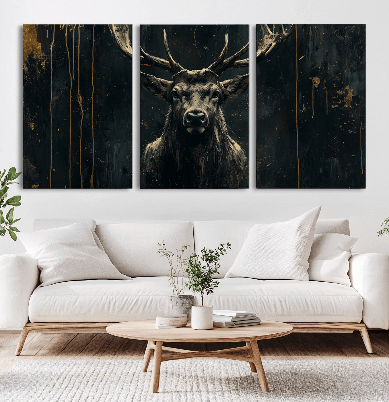 12613-MGV-CV-36X24-Rustic Deer Wall Art – Majestic Stag Canvas Print with Antlers, Wildlife Nature Decor for Cabin, Lodge, Living Room or Rustic