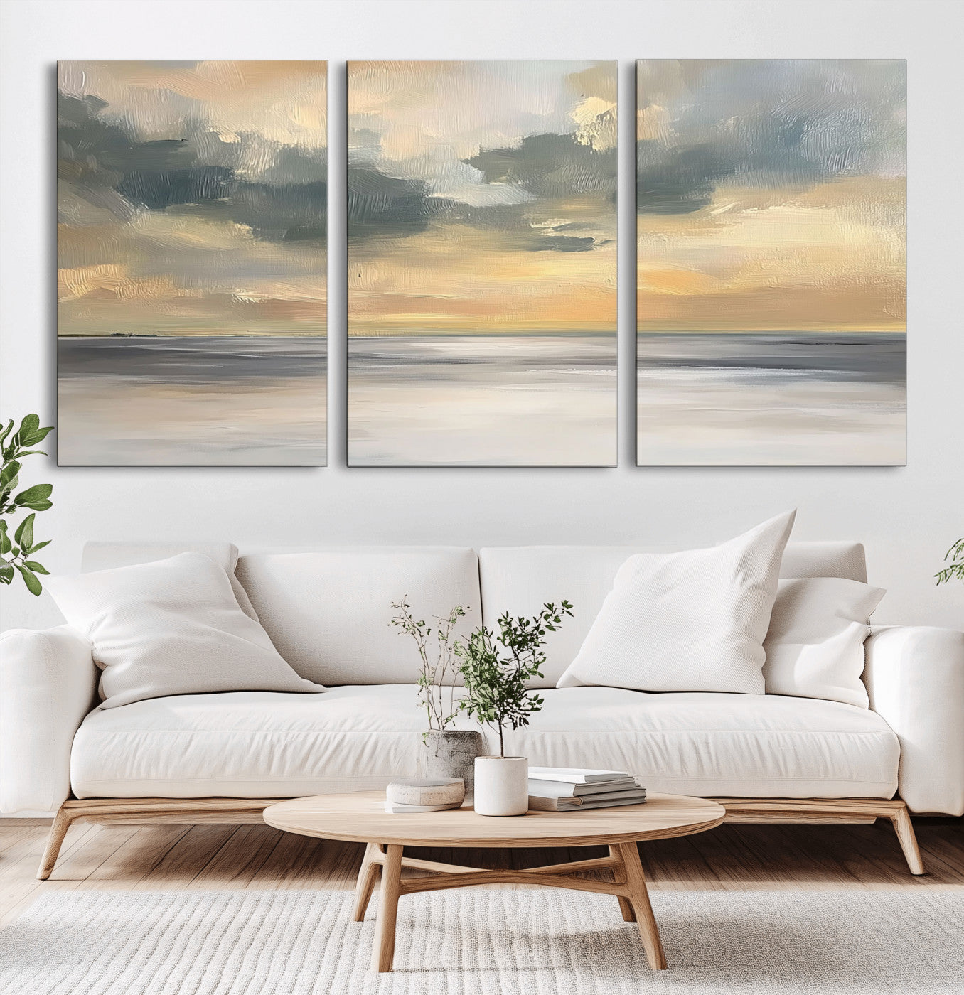 45544-MGV-CV-36X24-Ocean Sunset Wall Art – Serene Seascape Canvas Print with Golden Sky and Calm Water, Coastal Beach Artwork for Living Room,
