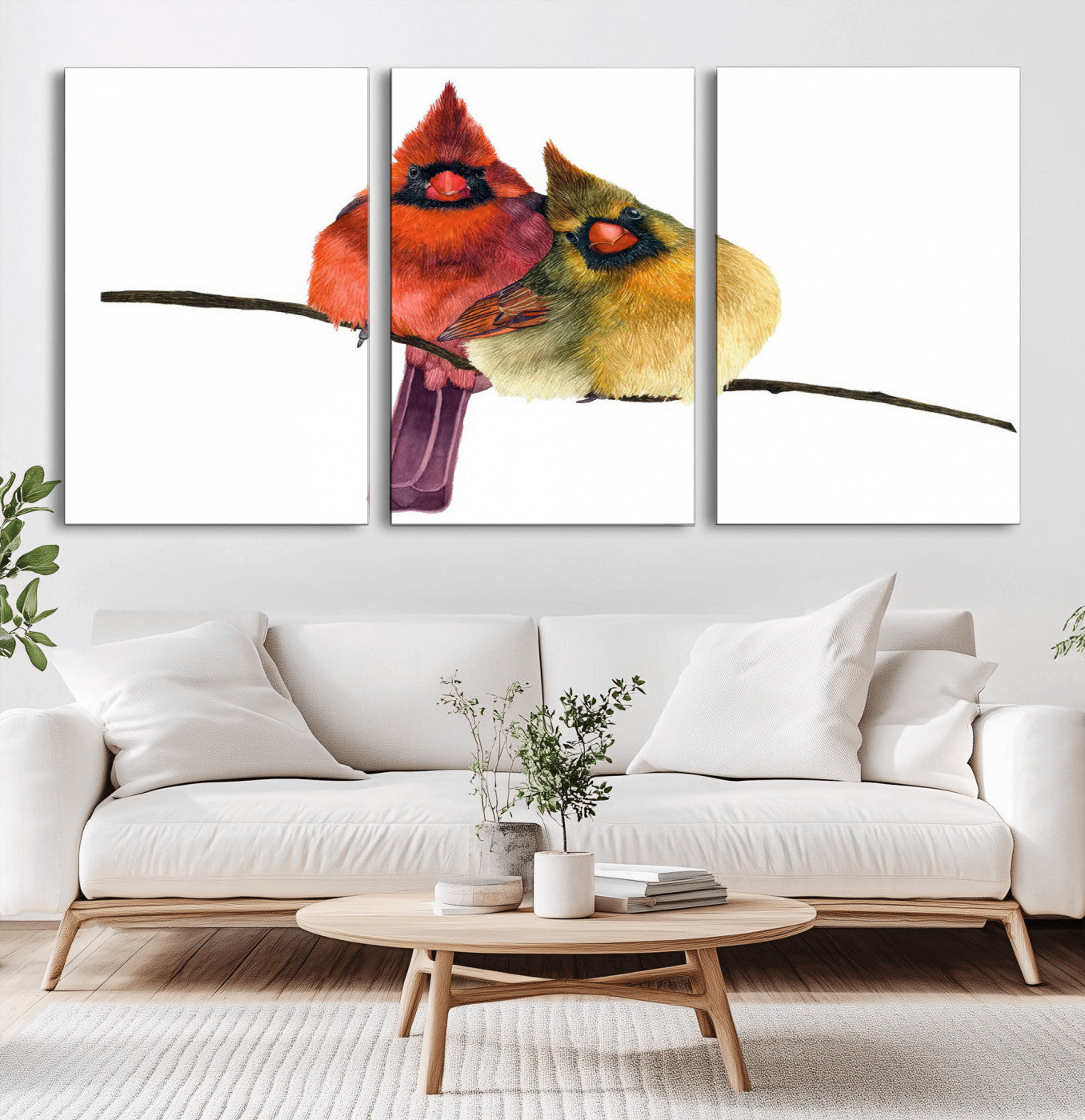 67752-MGV-CV-36X24-Cardinal Couple Wall Art – Male and Female Cardinal Canvas Print, Romantic Bird Artwork for Nature Lovers, Living Room, Bedroom,
