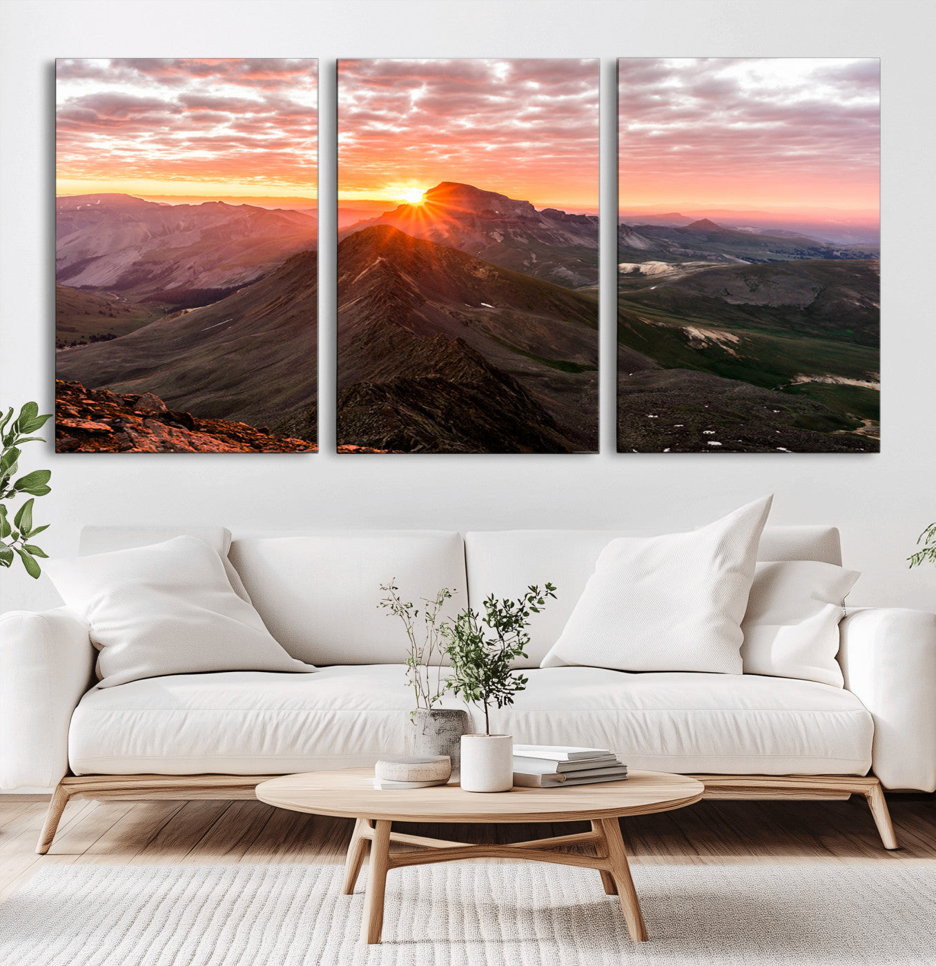 50957419-MGV-CV-36X24-Mountain Sunrise Wall Art Canvas Print, Framed Alpine Ridge Art Picture Print, Mountain Range Perfect Vibrant Rustic Decor Artwork