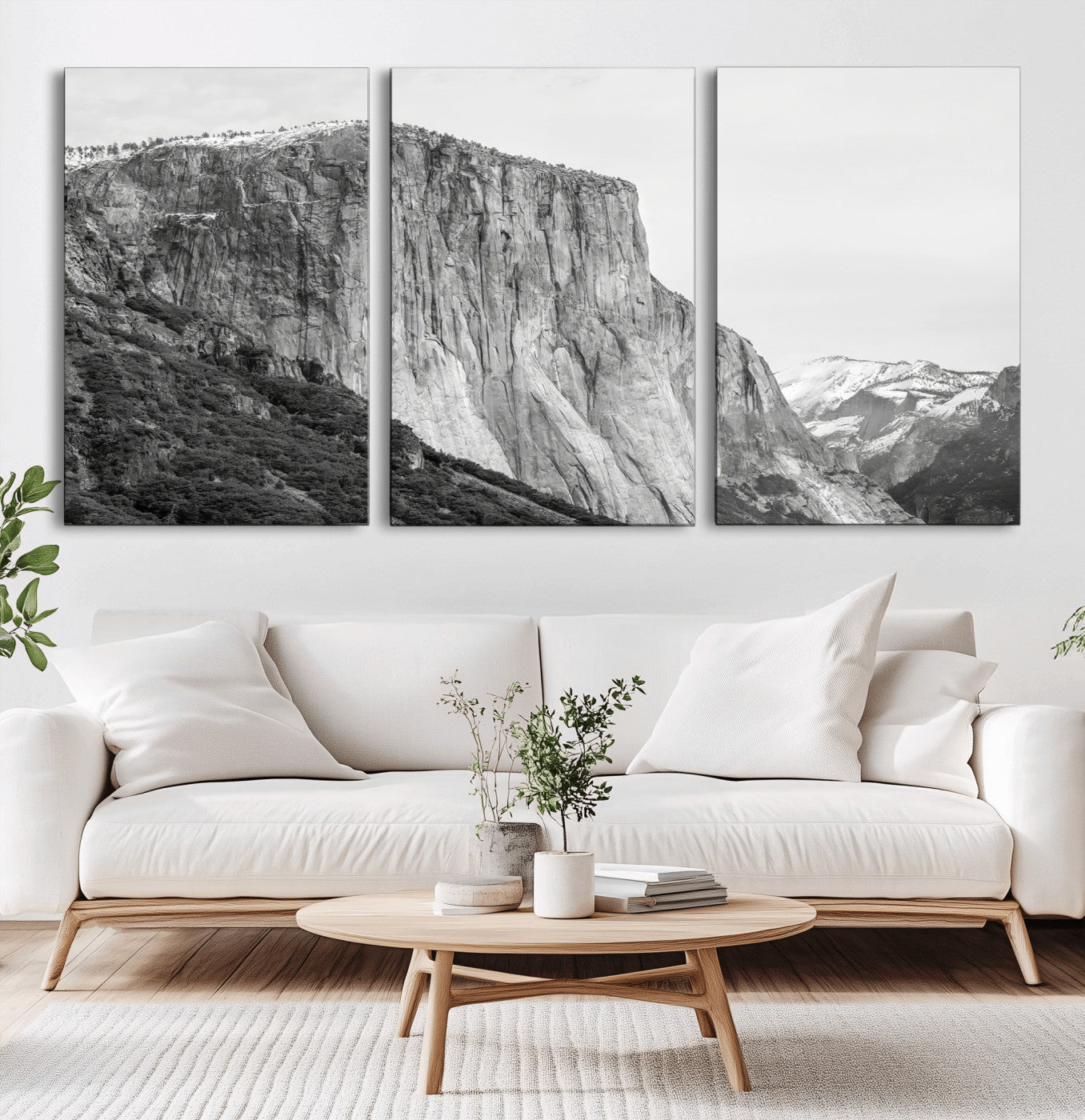 39393420-MGV-CV-36X24-El Capitan Wall Art Canvas Print, Framed Yosemite Cliff Art Picture Print, Monochrome Mountain Perfect Monochrome Sierra Decor