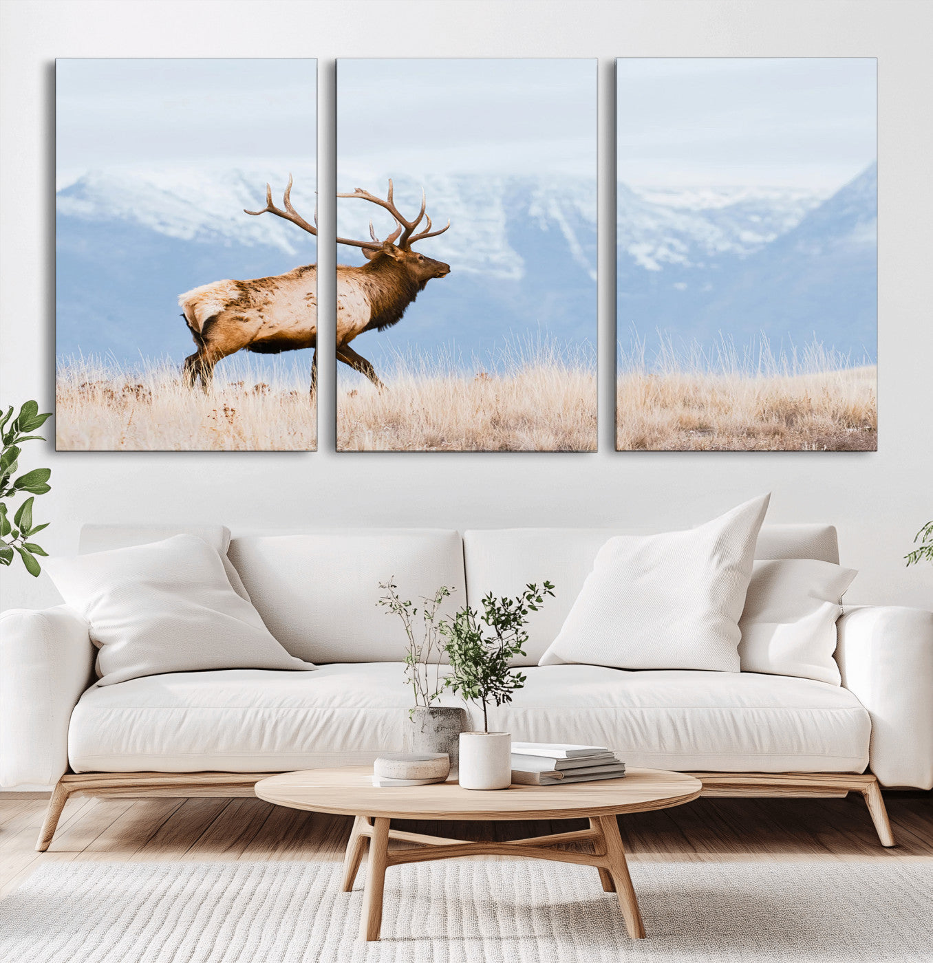 96024025-MGV-CV-36X24-Elk Photography Wall Art Canvas Print, Framed Mountain Wildlife Art Picture Print, Rustic Lodge Decor Perfect Rustic Lodge Decor