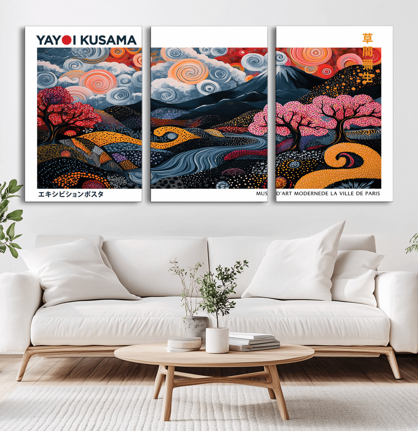 43879290-MGV-CV-36X24-Japanese Abstract Wall Art – Mount Fuji Cherry Blossom Canvas Print, Modern Asian Inspired Landscape Decor for Living Room,