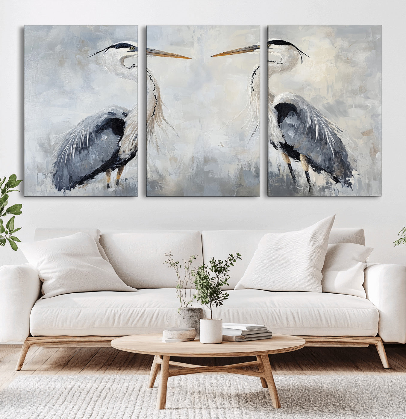 90806932-MGV-CV-36X24-Heron Wall Art Wall Art Canvas Print, Framed Bird Canvas Decor Art Picture Print, Nature Inspired Perfect Coastal Minimalist Decor