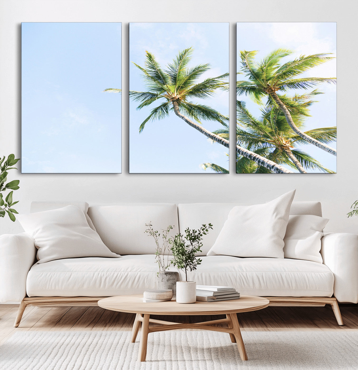 54719115-MGV-CV-36X24-Palm Trees Wall Art Canvas Print, Framed Tropical Aesthetic Art Picture Print, Coastal Serenity Perfect Tropical Minimalist Decor