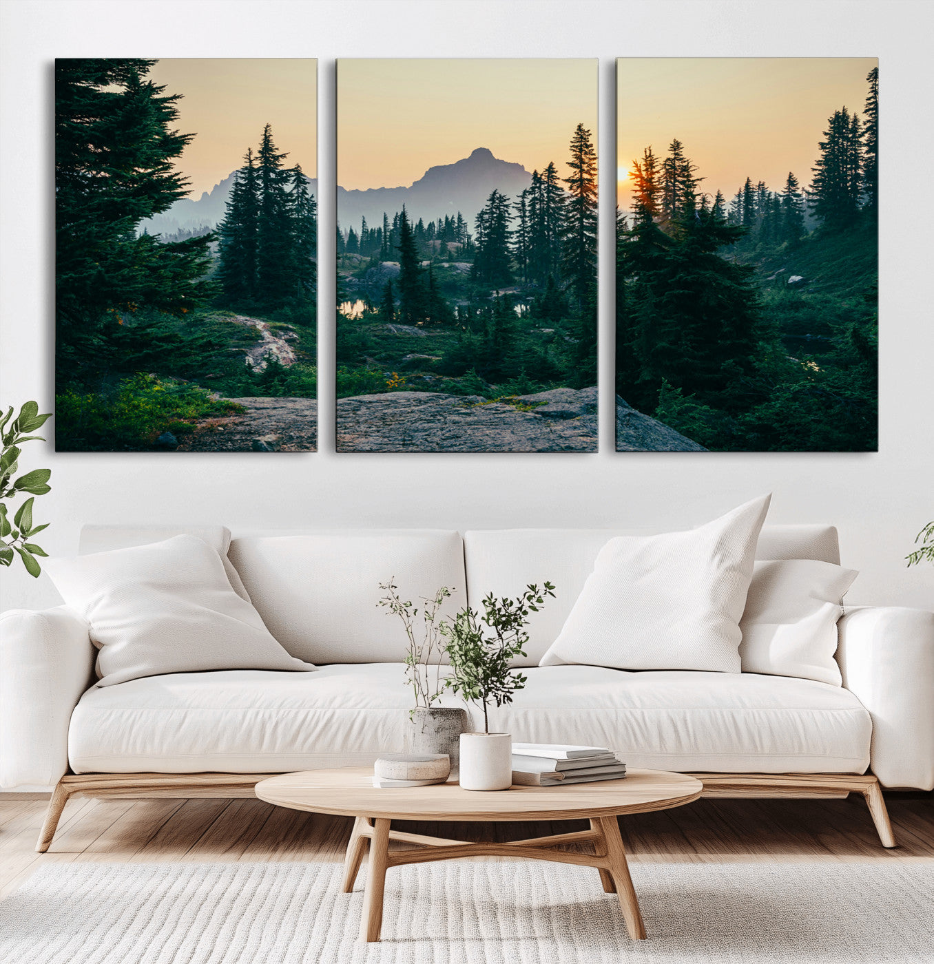 66397982-MGV-CV-36X24-Mountain Landscape Wall Art Canvas Print, Framed Forest Serenity Art Picture Print, Mountain Landscape Perfect Rustic Wilderness