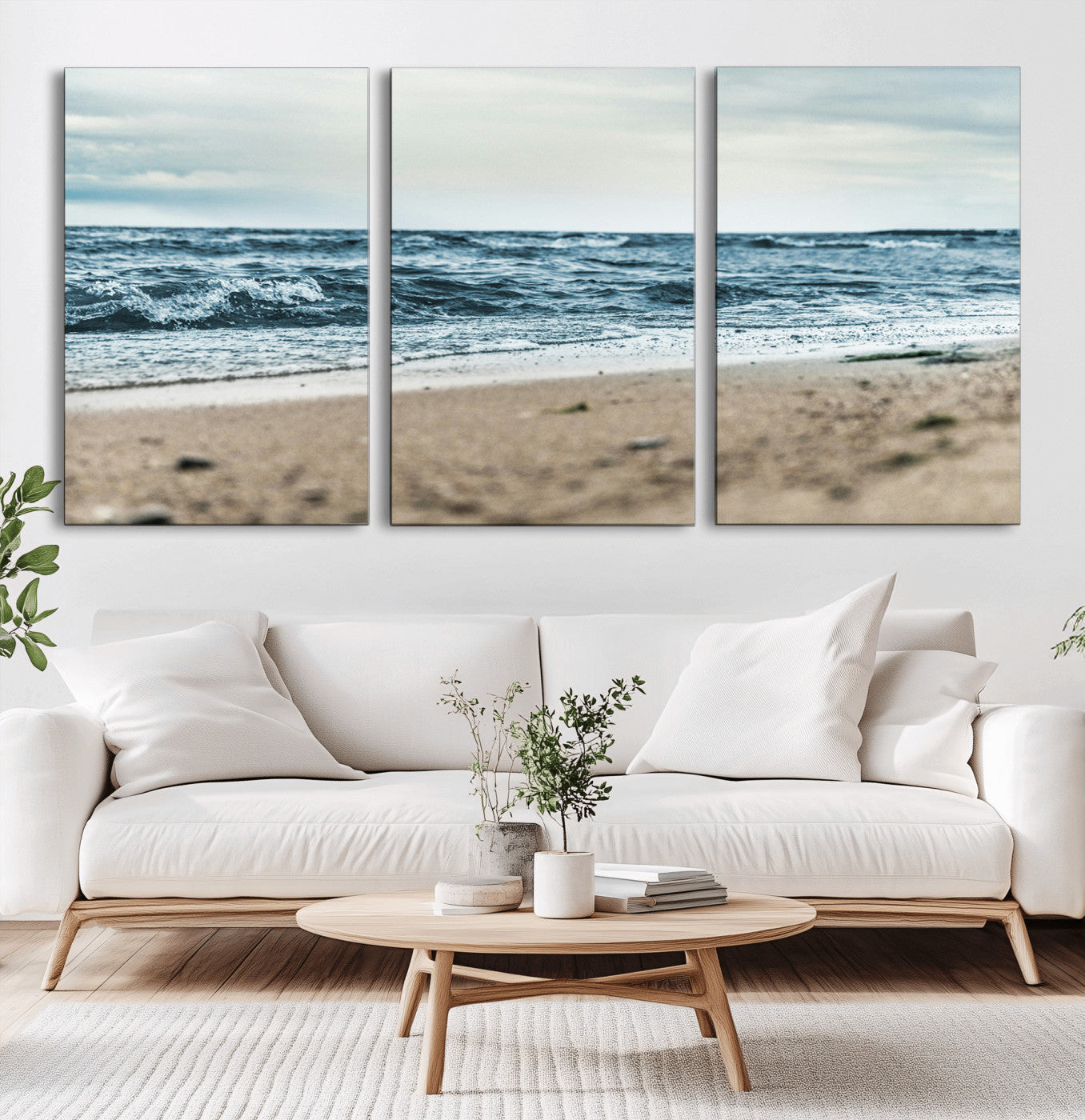 81812590-MGV-CV-36X24-Ocean Wall Art Wall Art Canvas Print, Framed Coastal Canvas Art Picture Print, Moody Seascape Perfect Coastal Minimalist Decor