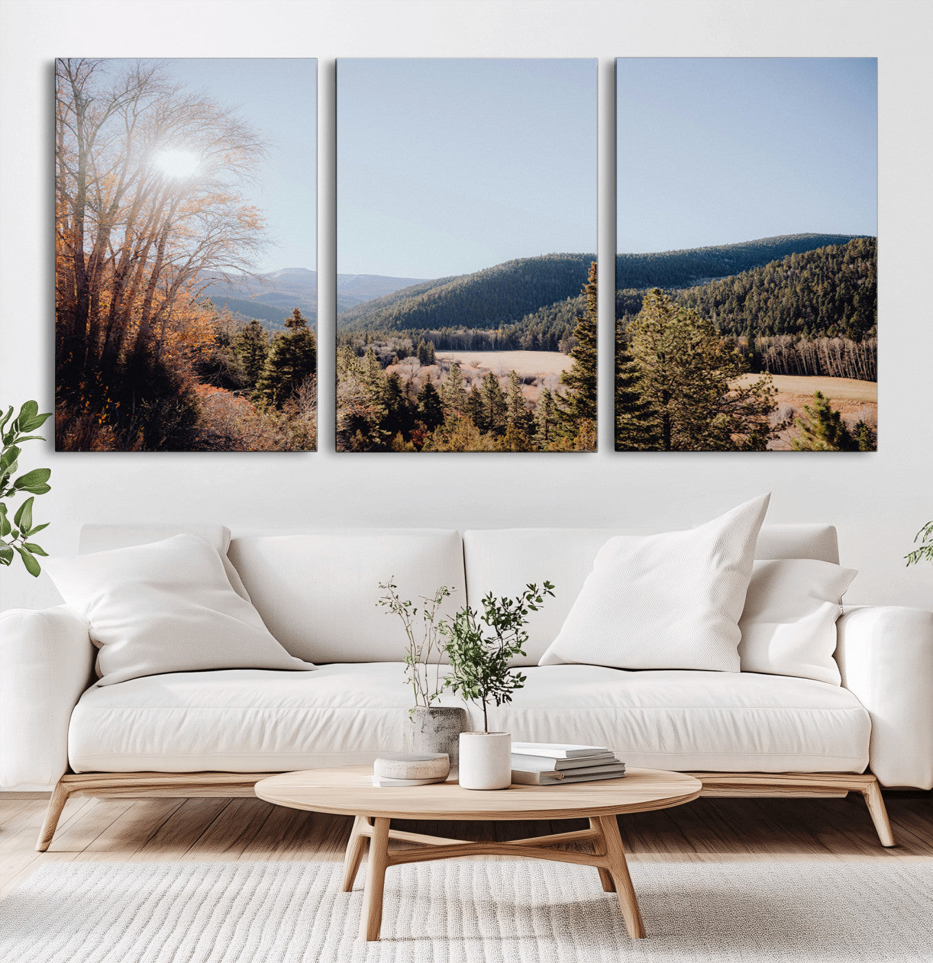 52941305-MGV-CV-36X24-Rustic Landscape Wall Art Canvas Print, Framed Serene Valley Art Picture Print, Pine Tree Horizon Perfect Rustic Cabin Decor