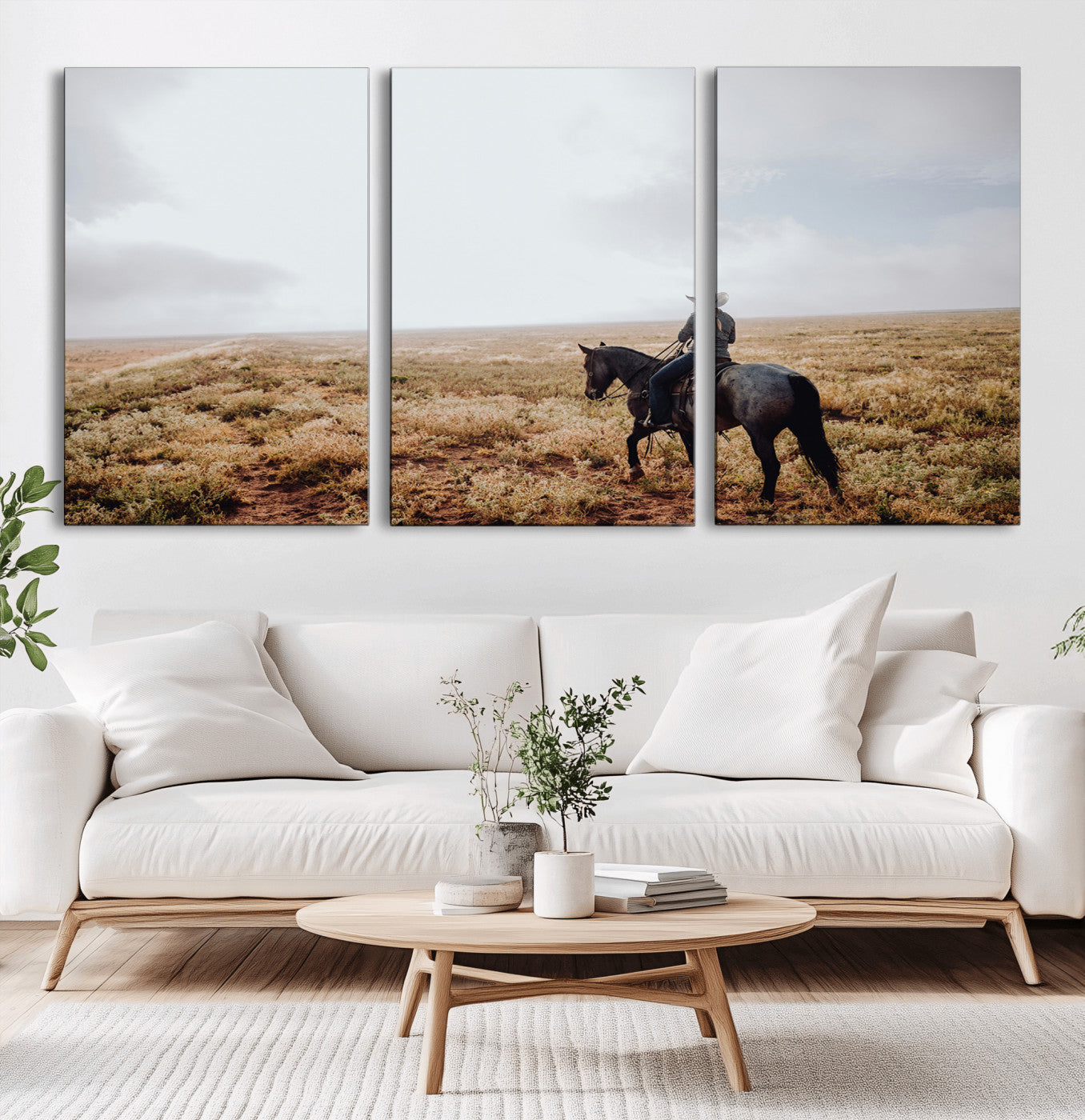 57597730-MGV-CV-36X24-Cowboy Wall Art Wall Art Canvas Print, Framed Western Canvas Art Picture Print, Rustic Ranch Scene Perfect Rustic Western Decor