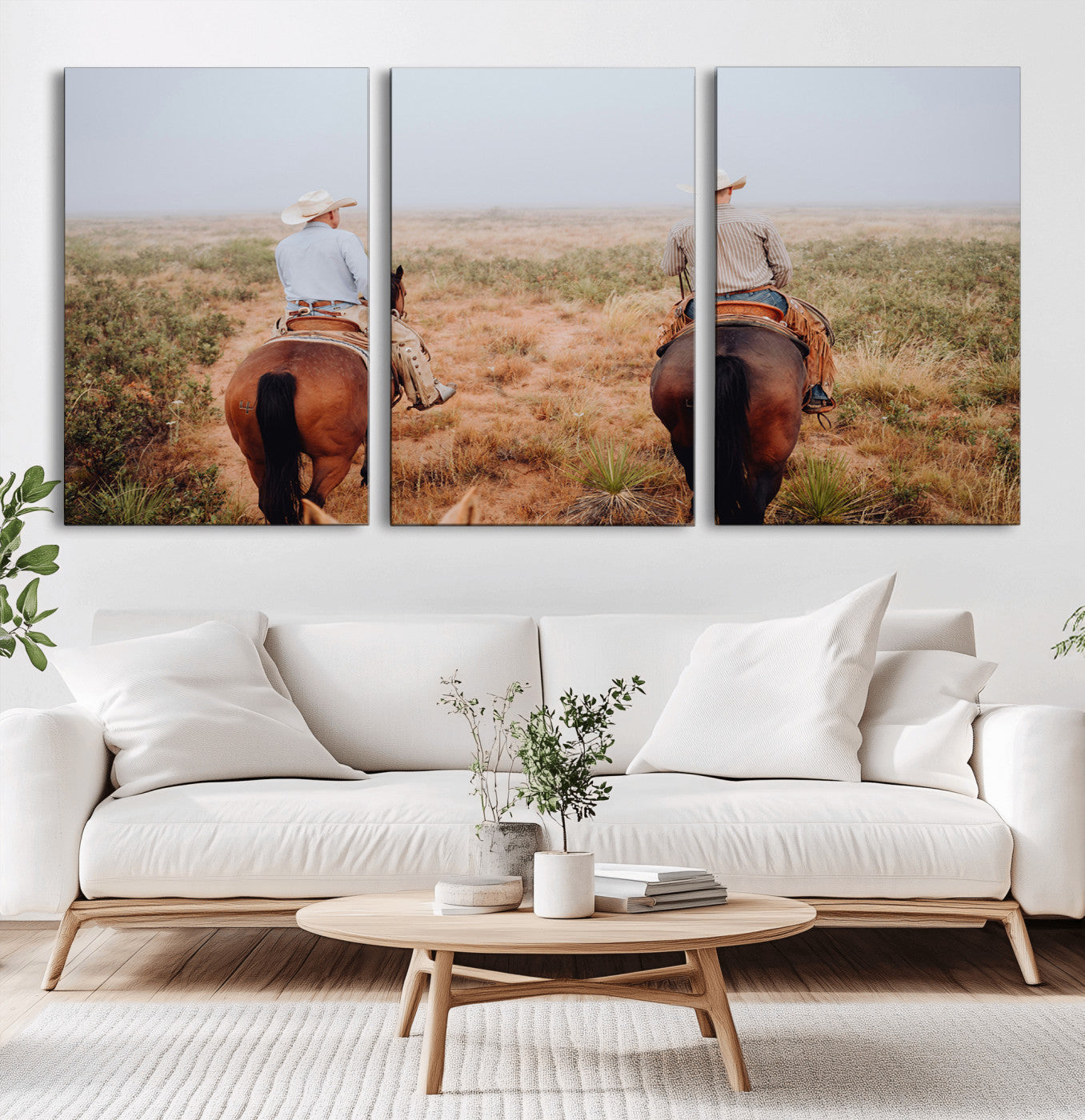 54943176-MGV-CV-36X24-Cowboy Wall Art Wall Art Canvas Print, Framed Western Canvas Art Picture Print, Rustic Ranch Scene Perfect Rustic Western Decor