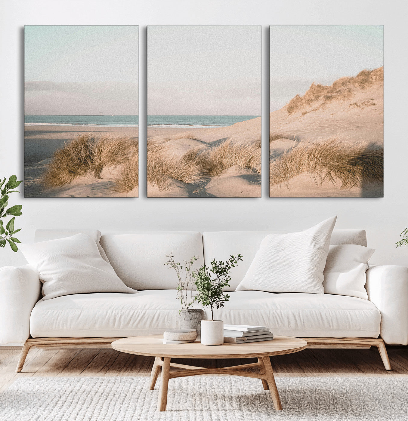 28064037-MGV-CV-36X24-Minimalist Seascape Wall Art Canvas Print, Framed Neutral Beach Print Art Picture Print, Sand Dune Photography Perfect