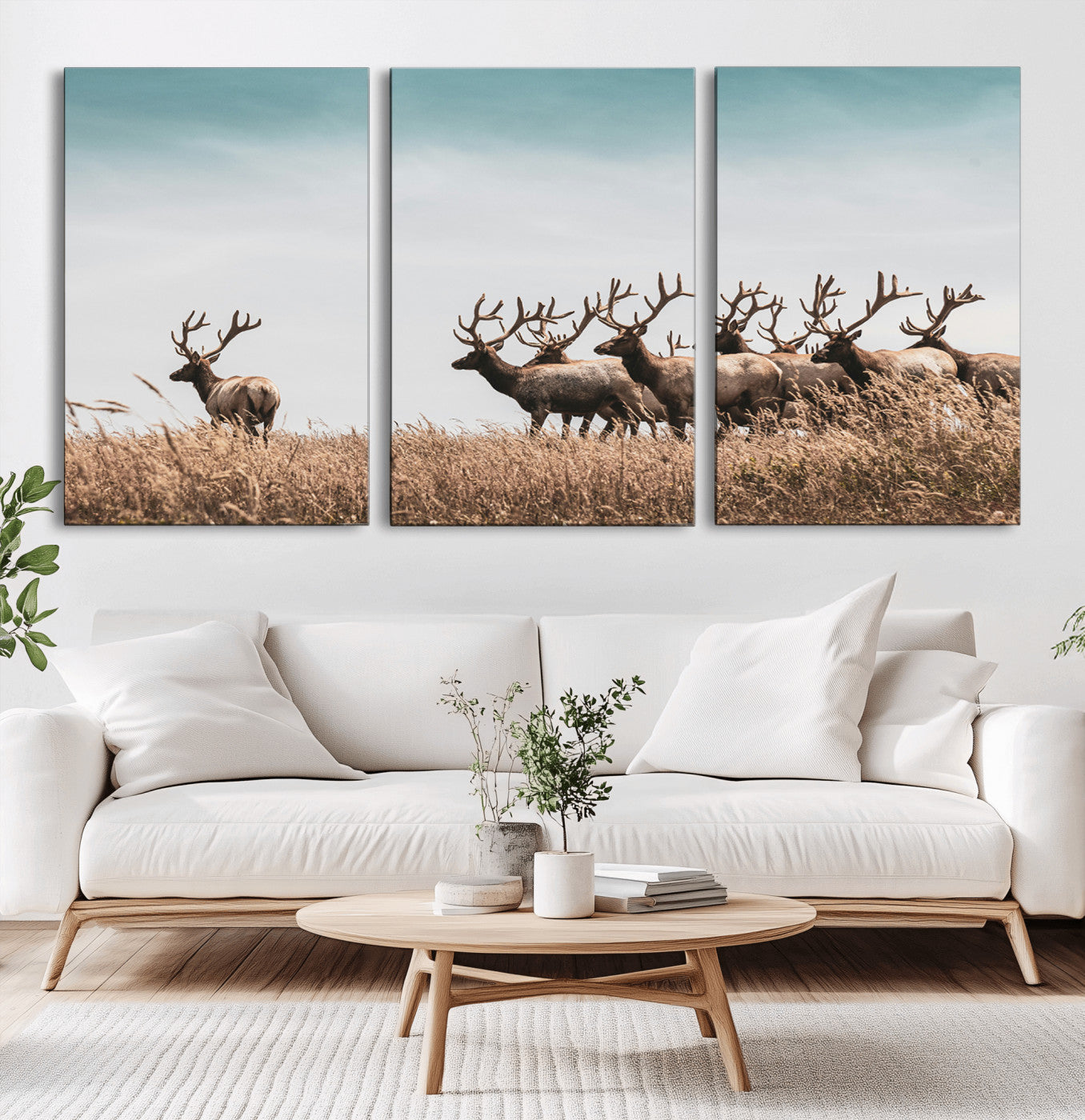 81594705-MGV-CV-36X24-Elk Herd Wall Art Canvas Print, Framed Wildlife Photography Art Picture Print, Rustic Nature Print Perfect Rustic Wildlife Decor