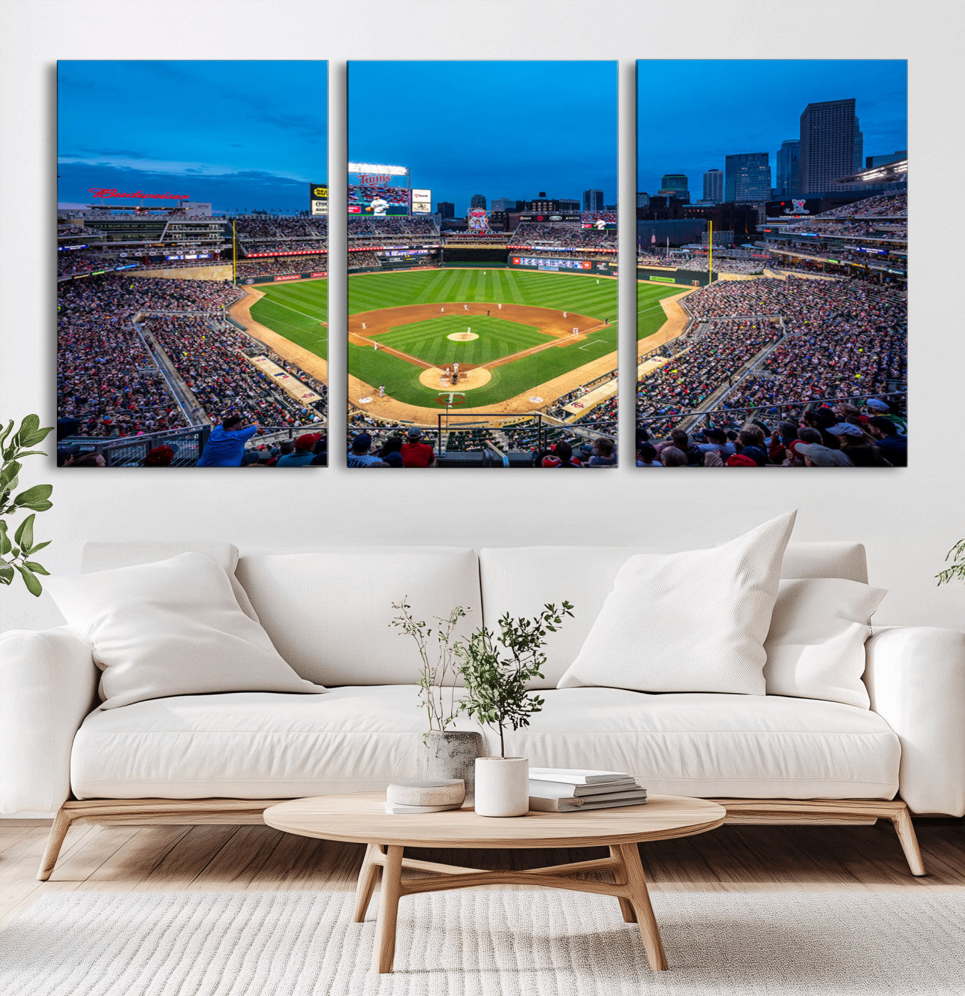77273035-MGV-CV-36X24-Baseball Stadium Wall Art – Panoramic Evening Game Canvas Print, Sports Fan Decor for Man Cave, Office, Bar, or Living Room