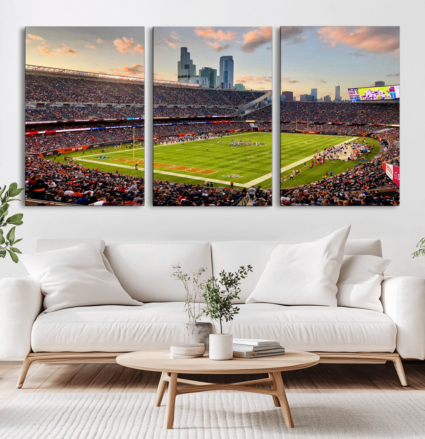 55377093-MGV-CV-36X24-Soldier Field Wall Art – Panoramic Chicago Bears Football Stadium Canvas Print, Game Day Sports Decor for Man Cave, Bar, Office,