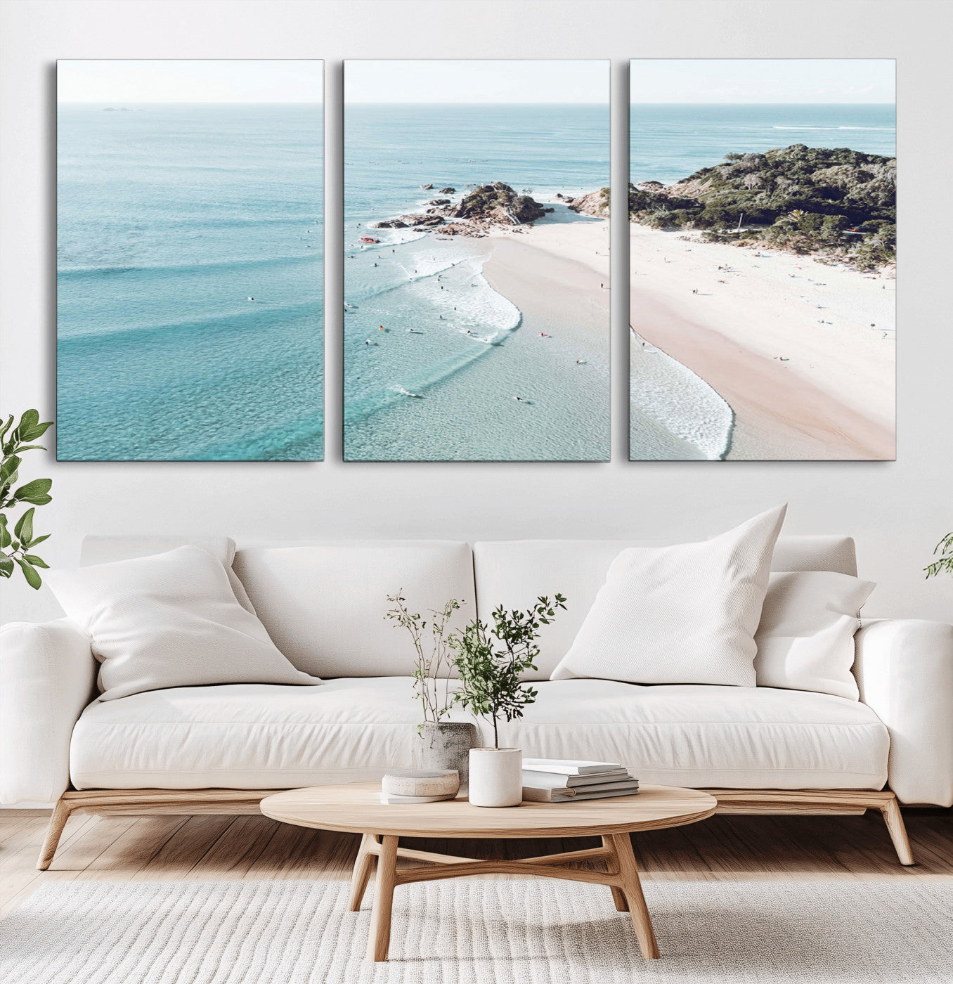 79395467-MGV-CV-36X24-Coastal Wall Art – Aerial Beach Canvas Print, Ocean Waves and Sandy Shore Photography Decor for Bedroom, Living Room, Office,