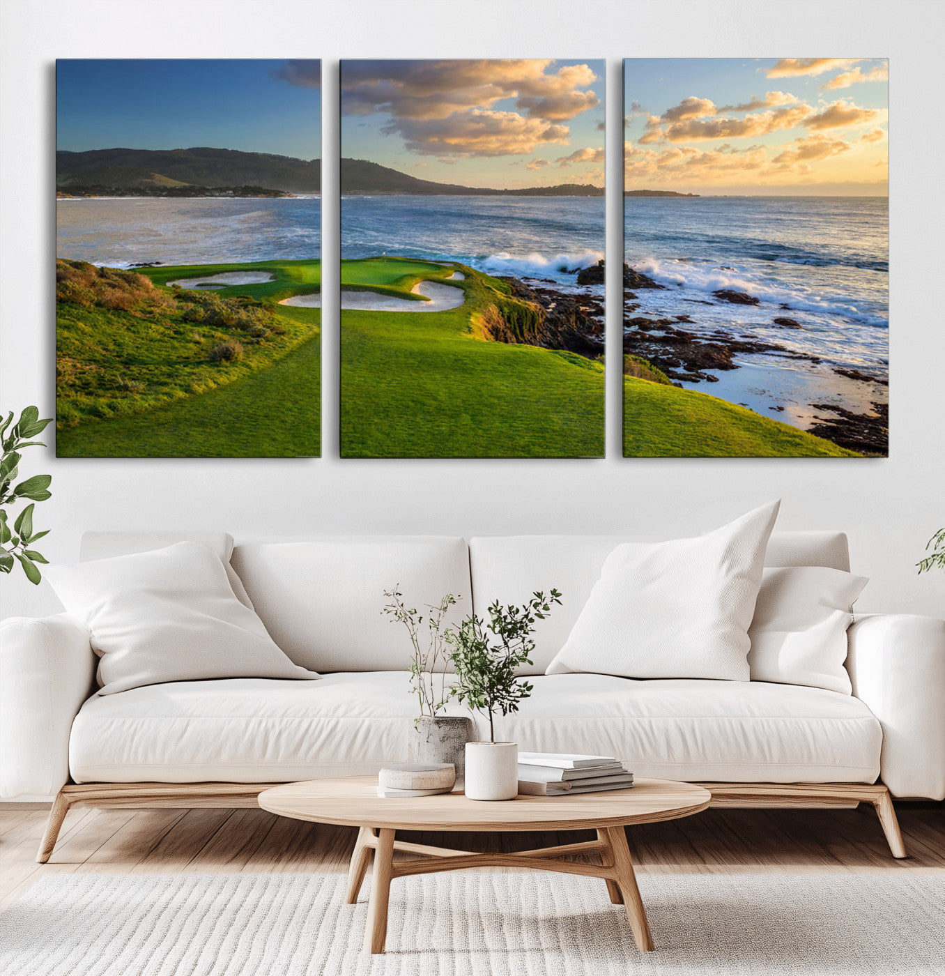 67486665-MGV-CV-36X24-Golf Course Wall Art – Pebble Beach Oceanfront Canvas Print, Coastal Fairway Photography Sports Decor for Living Room, Office, Man