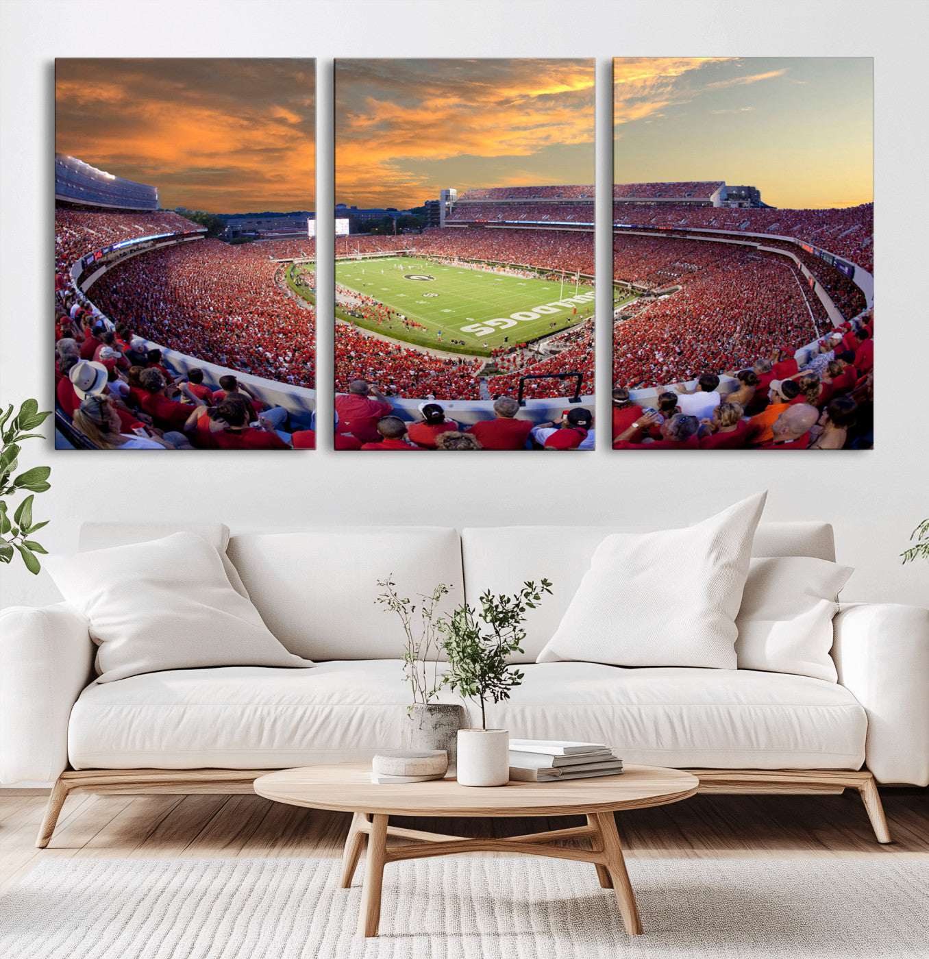 73680988-MGV-CV-36X24-Sanford Stadium Wall Art – Georgia Bulldogs Football Sunset Game Canvas Print, College Sports Decor for Man Cave, Bar, Office, or