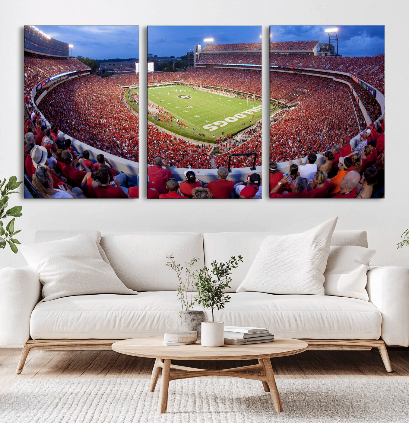 10244378-MGV-CV-36X24-Sanford Stadium Wall Art – Panoramic Georgia Bulldogs Day Game Football Canvas Print, Game Day Crowd Sports Decor for Office, Man