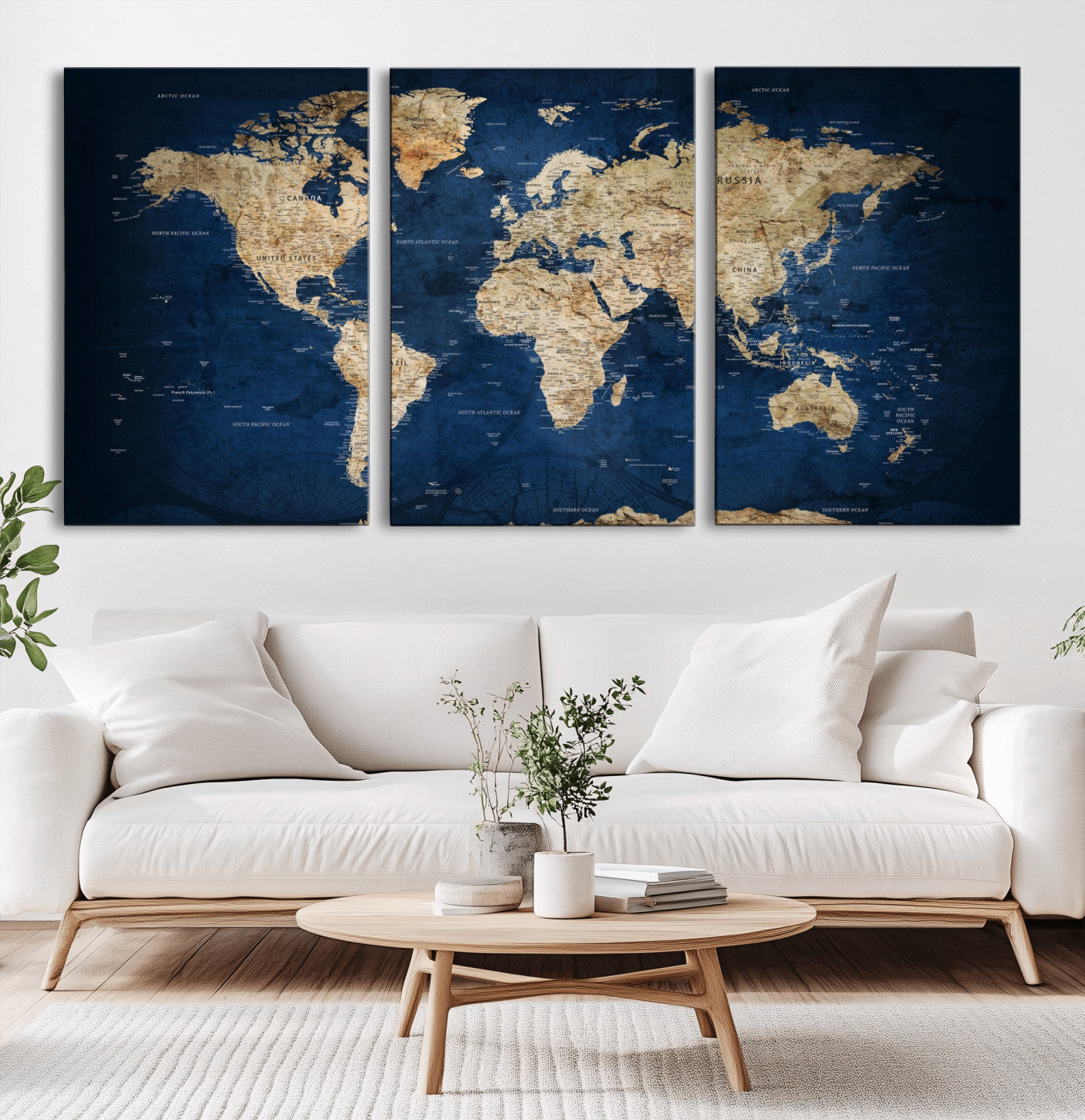 39296-MGV-CV-36X24-World Map Wall Art Canvas Print, Framed Antique Atlas Art Picture Print, Vintage Map Perfect Vintage Explorer Decor Artwork for Home, Office