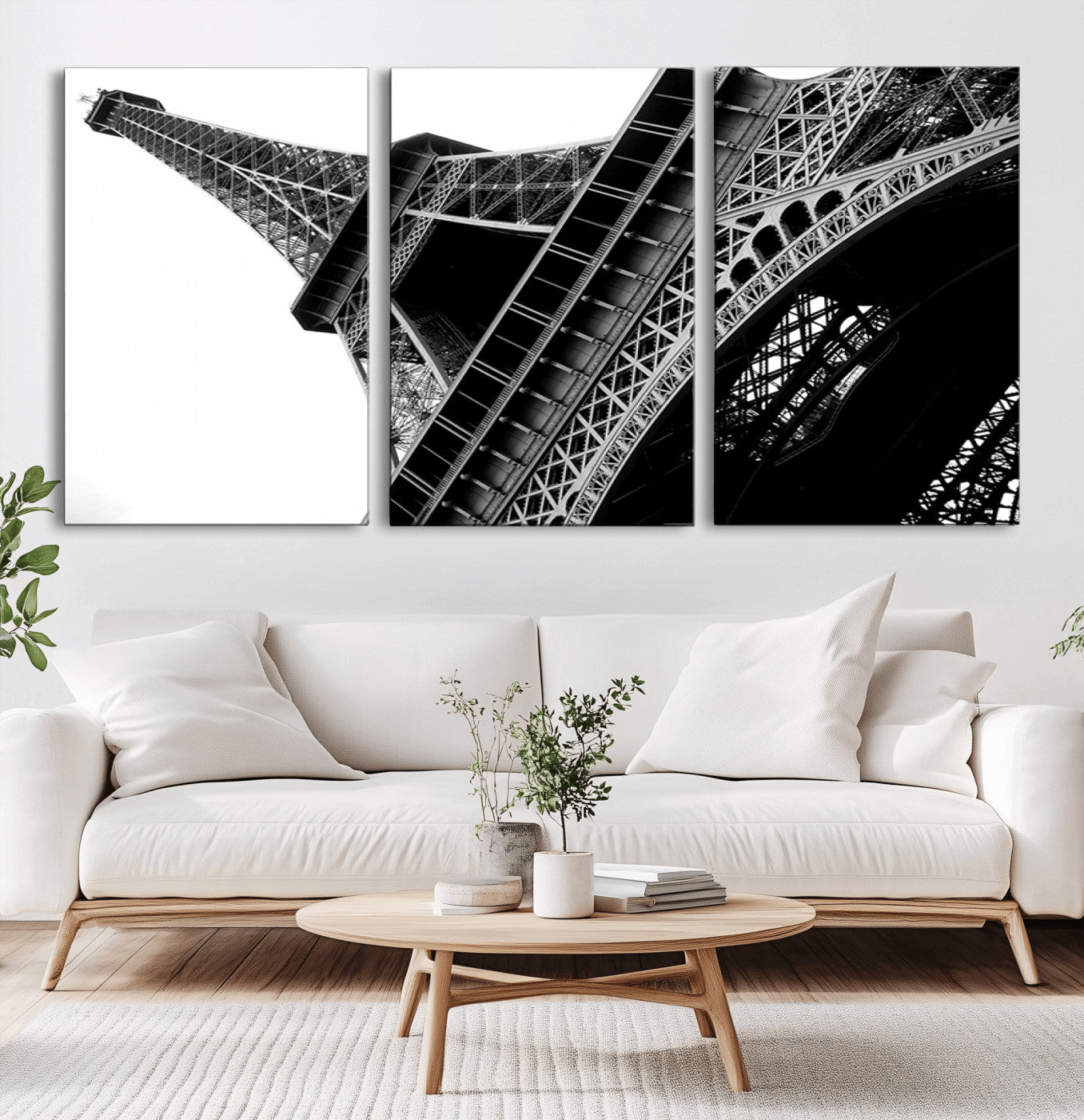 89033-MGV-CV-36X24-Eiffel Tower Wall Art – Dramatic Black and White Architectural Canvas Print, Modern Paris Decor for Office, Living Room or