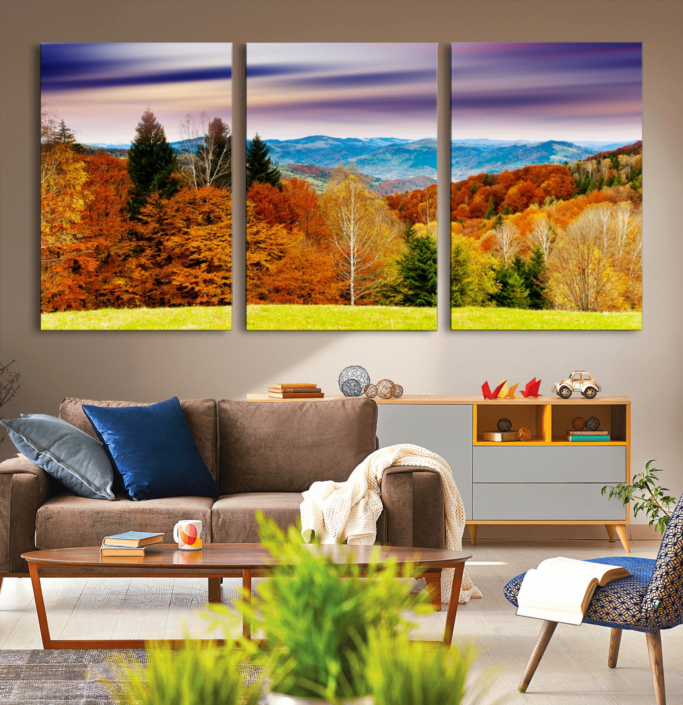 58007-MGV-CV-36X24-Autumn Mountain Landscape Wall Art – Stunning Fall Forest Canvas Print, Cozy Nature Decor for Home or Office