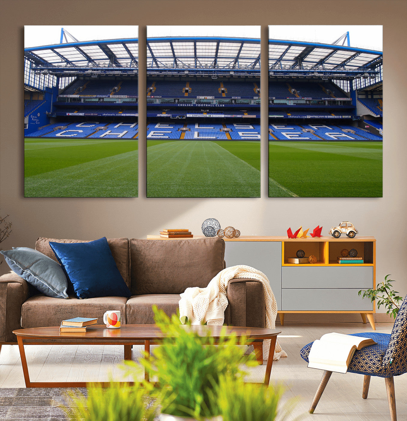 59508-MGV-CV-36X24-Chelsea Stadium Wall Art – Stamford Bridge Football Arena Canvas Print, Iconic Soccer Artwork for Living Room, Office, Game Room