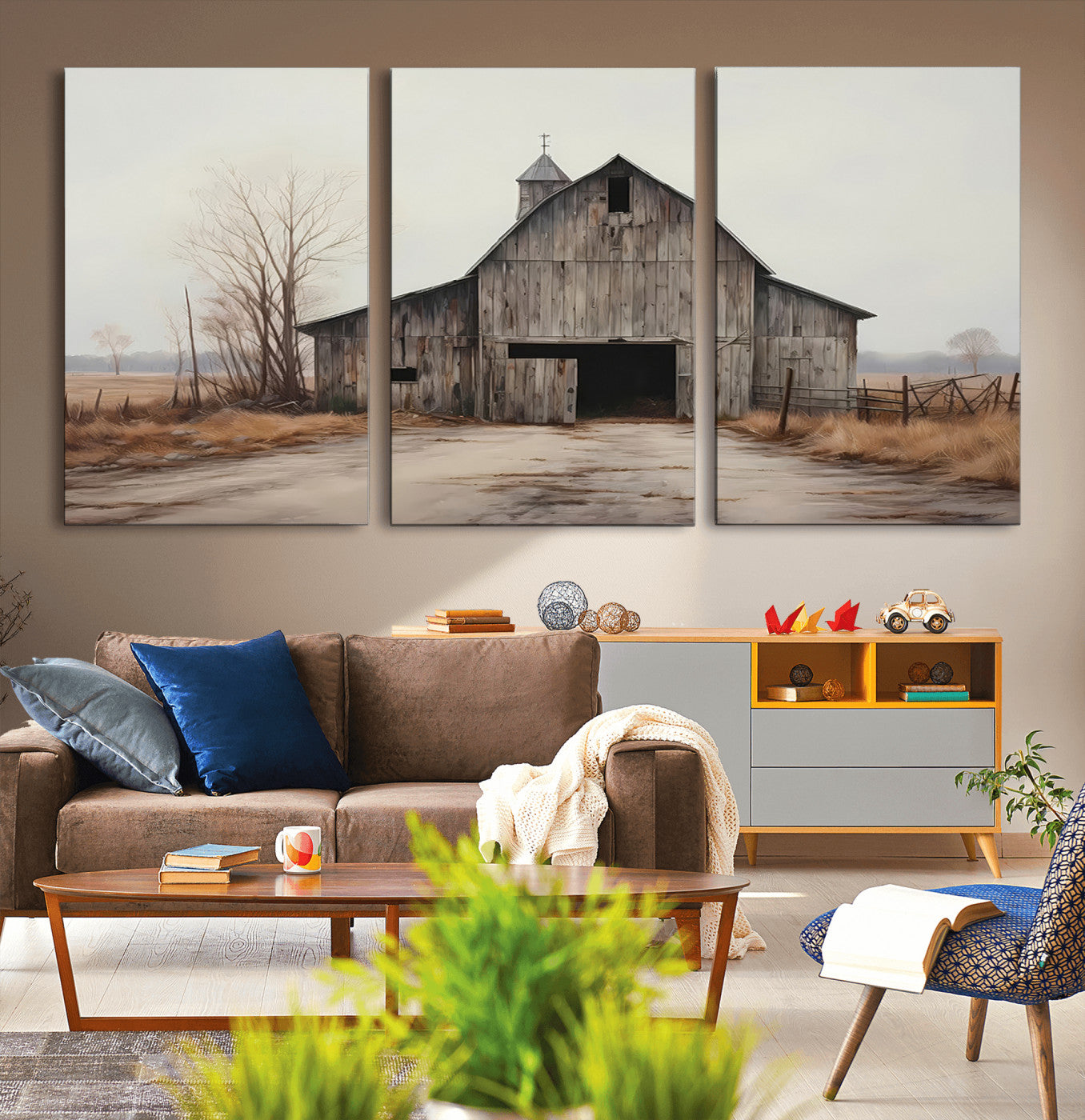 11602-MGV-CV-36X24-Old Barn Wall Art Canvas Print, Framed Rustic Barn Art Picture Print, Old Farmhouse Perfect Rustic Farmhouse Decor Artwork