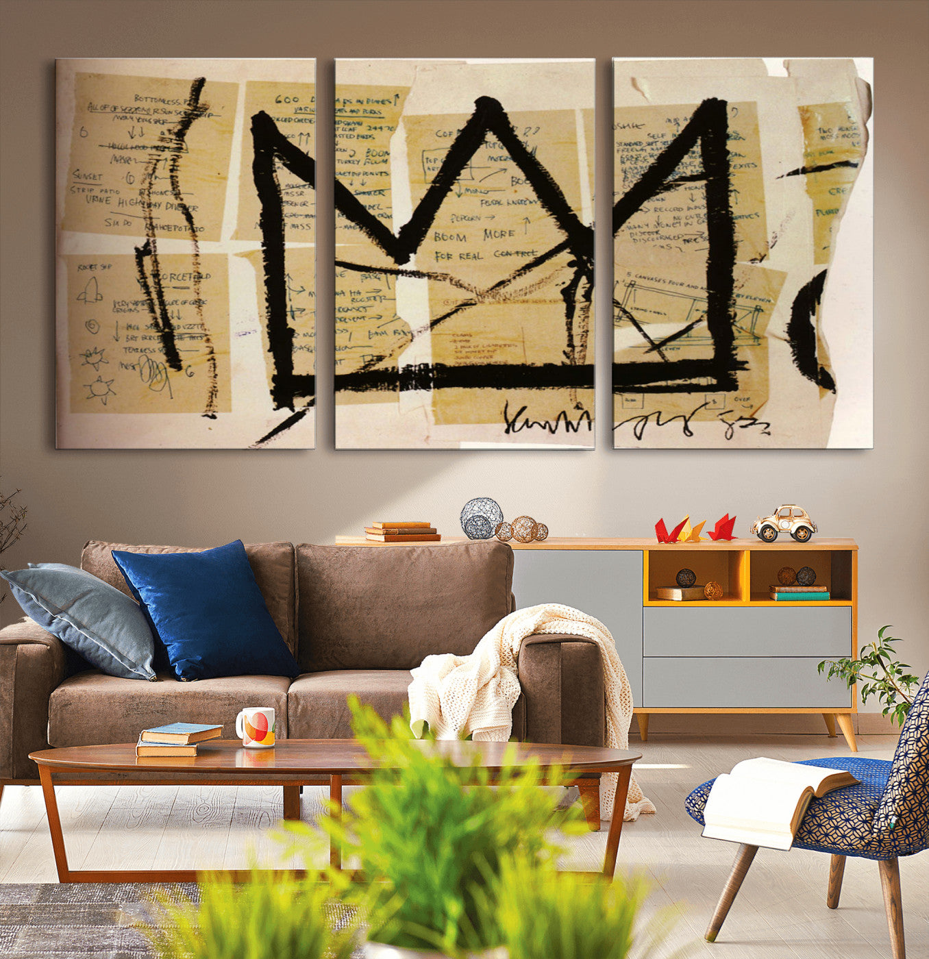 37215-MGV-CV-36X24-Abstract Crown Wall Art – Urban Graffiti Style Canvas Print Modern Street Art Design, Bold Contemporary Decor for Living Room,