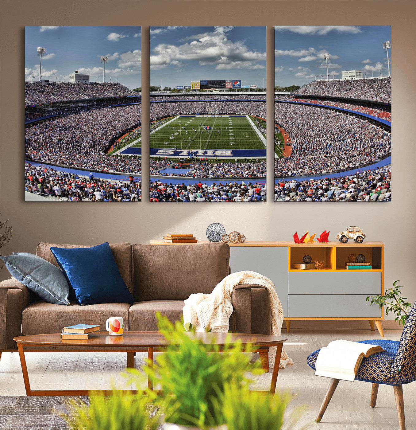 76491-MGV-CV-36X24-Buffalo Bills Stadium Wall Art Canvas Print, Framed Bills Stadium Art Picture Print, Highmark Stadium Perfect Sport Room Decor