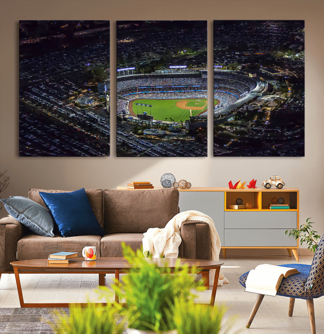 16515-MGV-CV-36X24-Dodgers Stadium Wall Art Canvas Print, Framed Baseball Stadium Art Picture Print, Dodgers Field Perfect Sport Room Decor Artwork