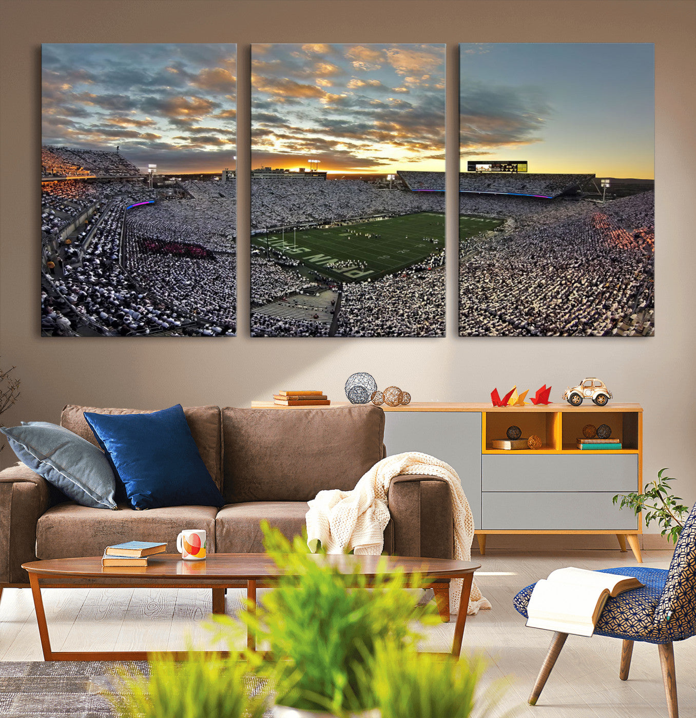 38807-MGV-CV-36X24-Beaver Stadium Wall Art Canvas Print, Framed Beaver Stadium Field Art Picture Print, Football Stadium Perfect Sport Room Decor
