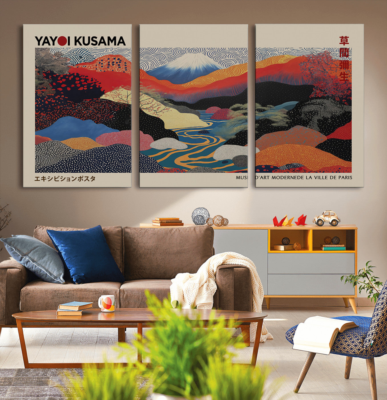 27188-MGV-CV-36X24-Yayoi Kusama Wall Art – Panoramic Abstract Landscape Canvas Print, Vibrant Modern Decor for Living Room, Bedroom, Office, or Art