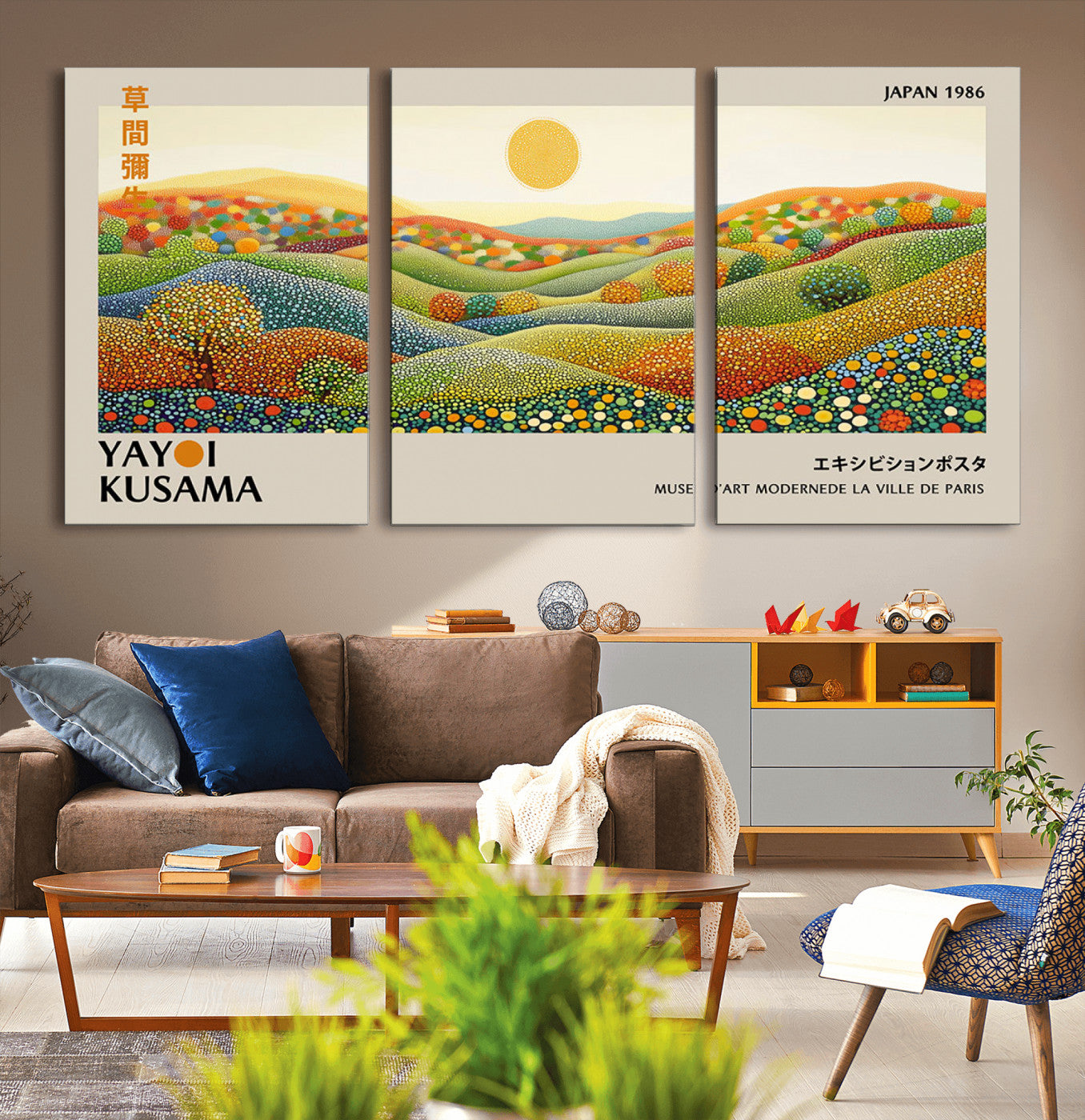 33864-MGV-CV-36X24-Pointillism Yayoi Wall Art Canvas Print, Framed Yayoi Kusama Art Picture Print, Yayoi Kusama Dot Perfect Abstract Nature Decor