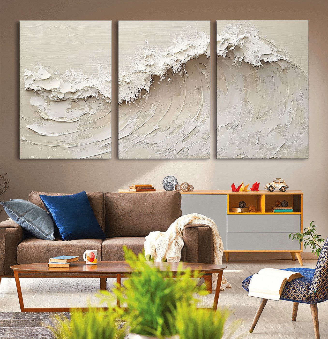 45175-MGV-CV-36X24-Textured Wave Wall Art Canvas Print, Framed Minimal Seascape Art Picture Print, Elegant Wave Perfect Modern Coastal Decor Artwork