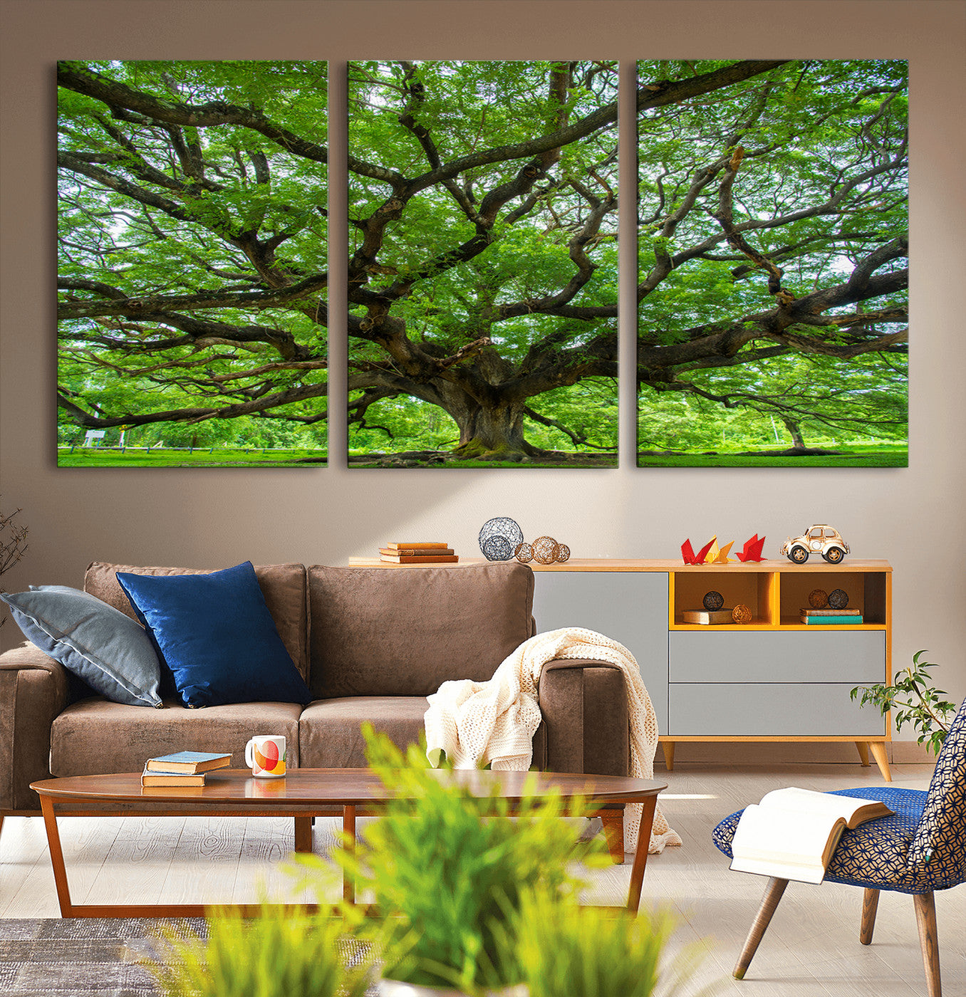 49375306-MGV-CV-36X24-Ancient Tree Wall Art Canvas Print, Framed Sprawling Branches Art Picture Print, Gnarling Tree Perfect Earthy Natural Decor