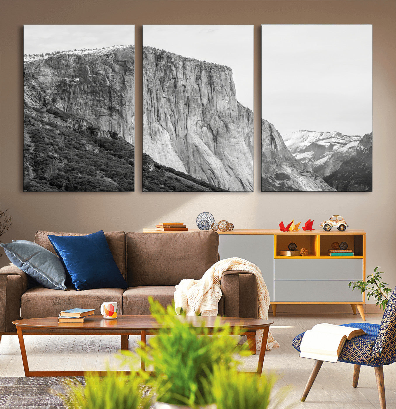 39393420-MGV-CV-36X24-El Capitan Wall Art Canvas Print, Framed Yosemite Cliff Art Picture Print, Monochrome Mountain Perfect Monochrome Sierra Decor