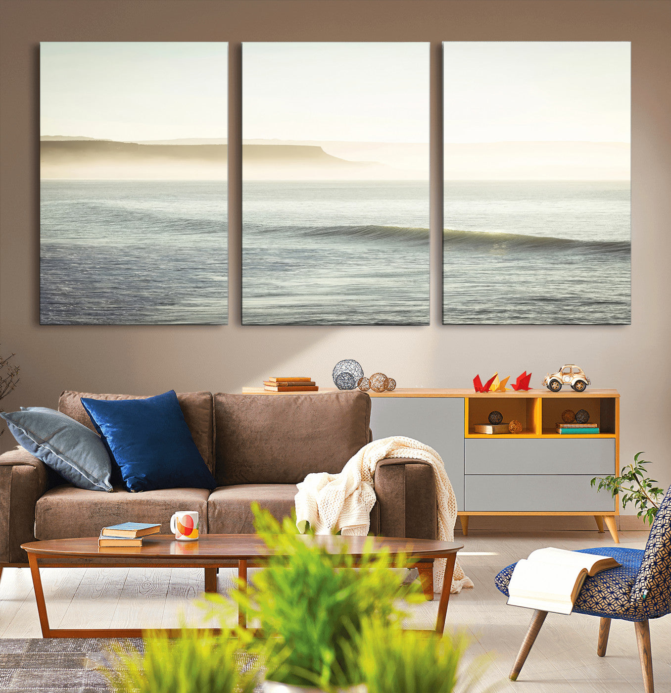 39310633-MGV-CV-36X24-Coastal Cliffs Wall Art Canvas Print, Framed Misty Ocean Art Picture Print, Morning Light Perfect Minimalistic Coastal Decor