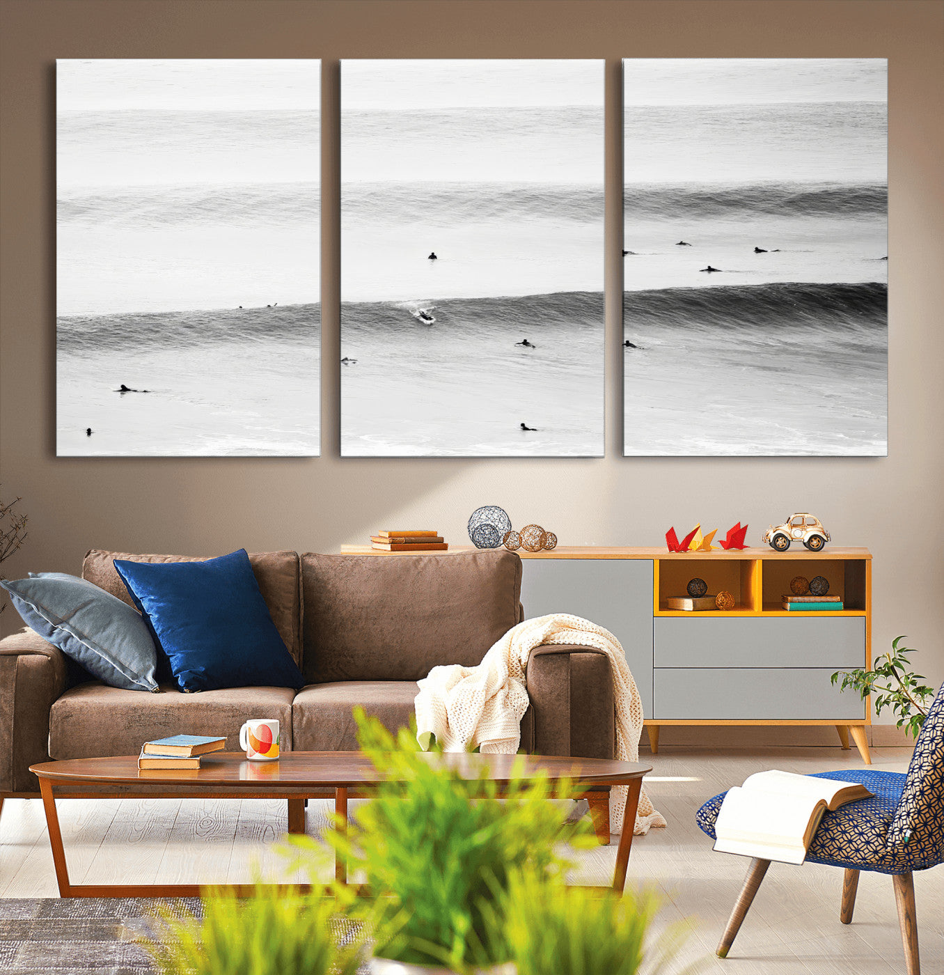 54291445-MGV-CV-36X24-Black White Ocean Wall Art Canvas Print, Framed Coastal Sport Art Picture Print, Ocean Culture Perfect Minimalist Coastal Decor